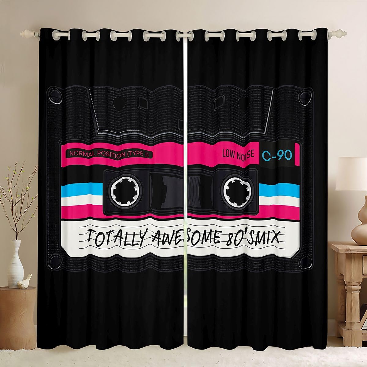 Amazon.com: 80s Party Window Curtains 76Wx45L,Audio Cassette