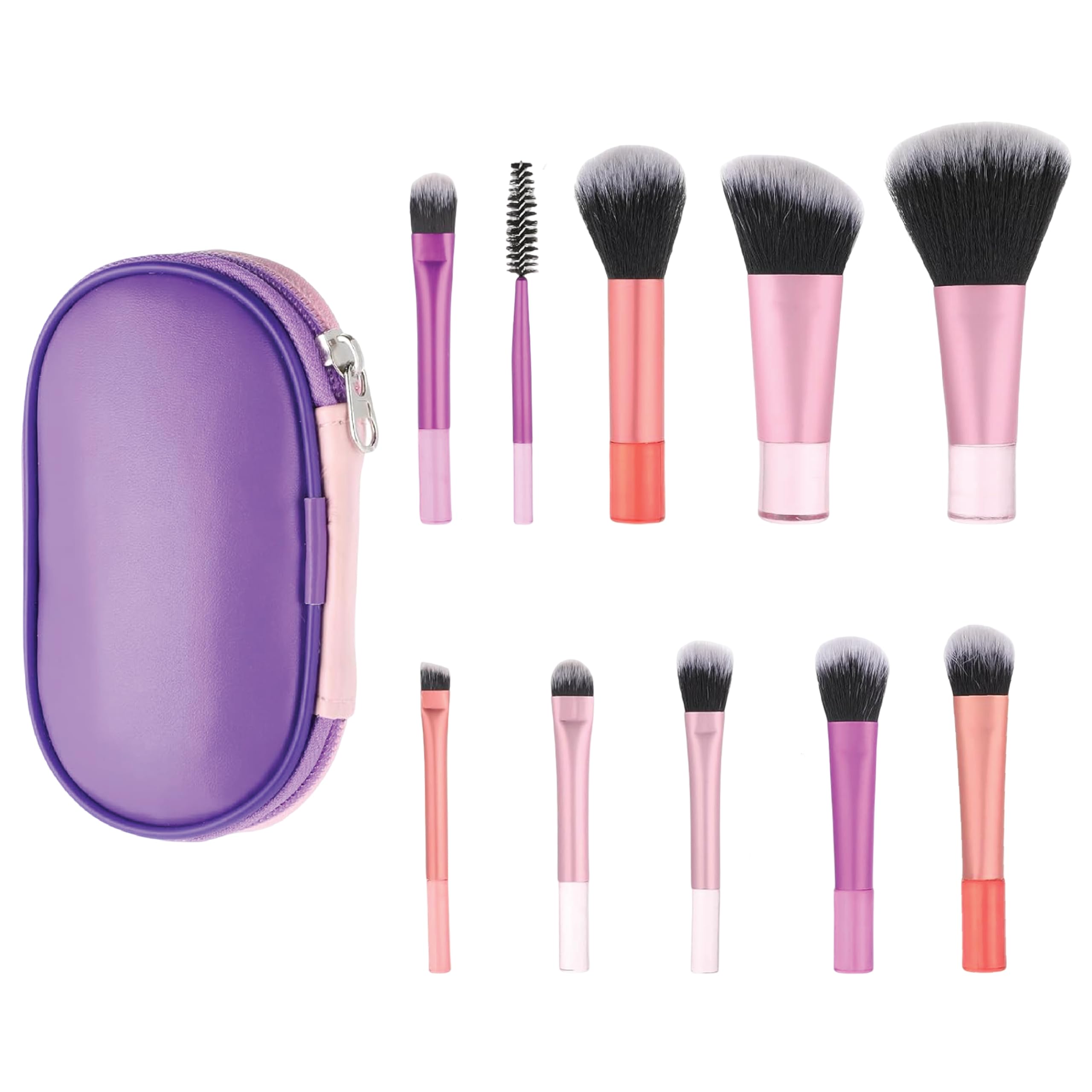 Feel Good Club Brush Brigade 10 Pc Mini Makeup Brush Set with Soft Synthetic Bristles and Compact Travel Case for Face Eyes Lips Contouring Shading and Blending-picture-35