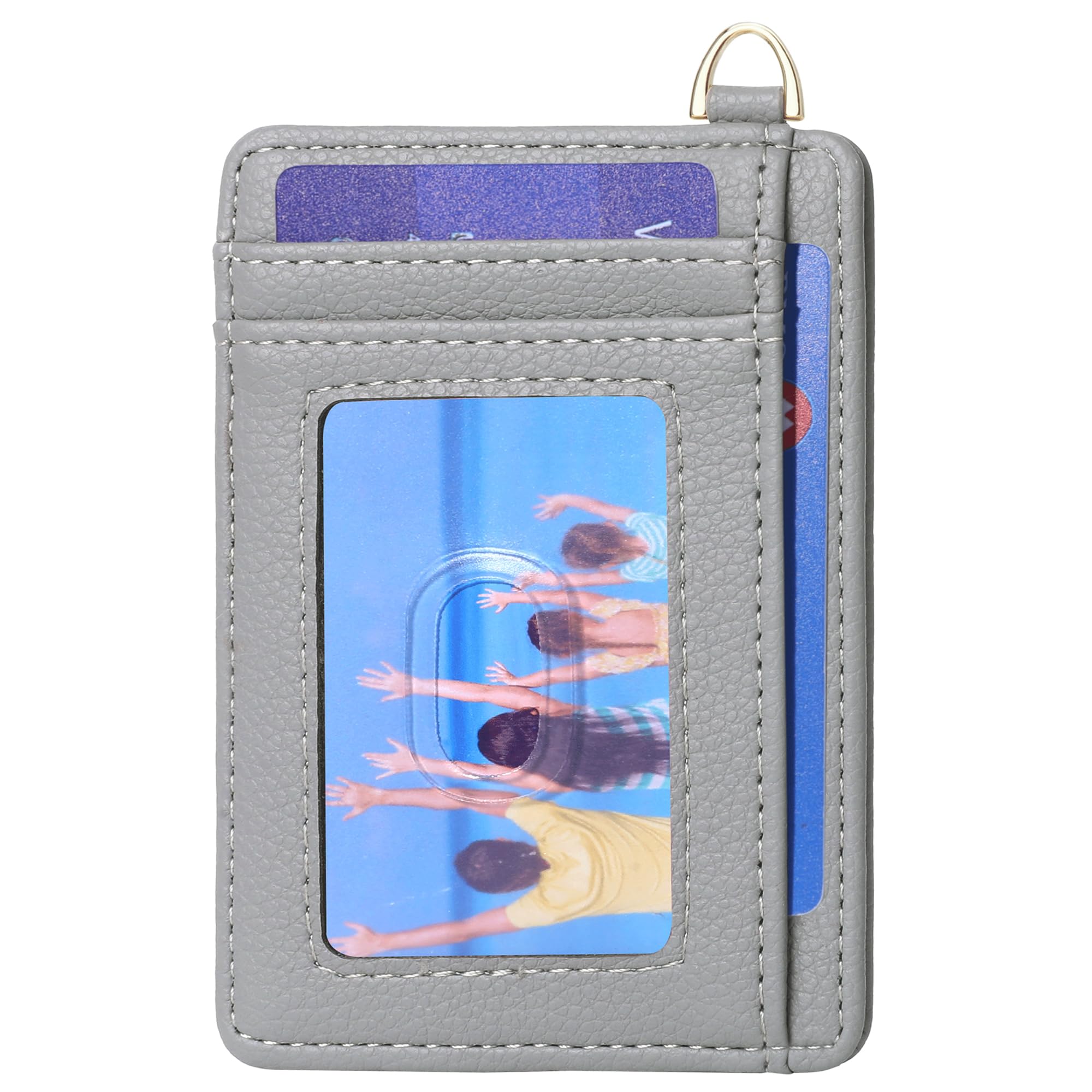 Badiya Credit Card Holder Slim Minimalist Wallet, Front Pocket Purse RFID Blocking Wallet Compact Card Case with ID Window for Women & Men