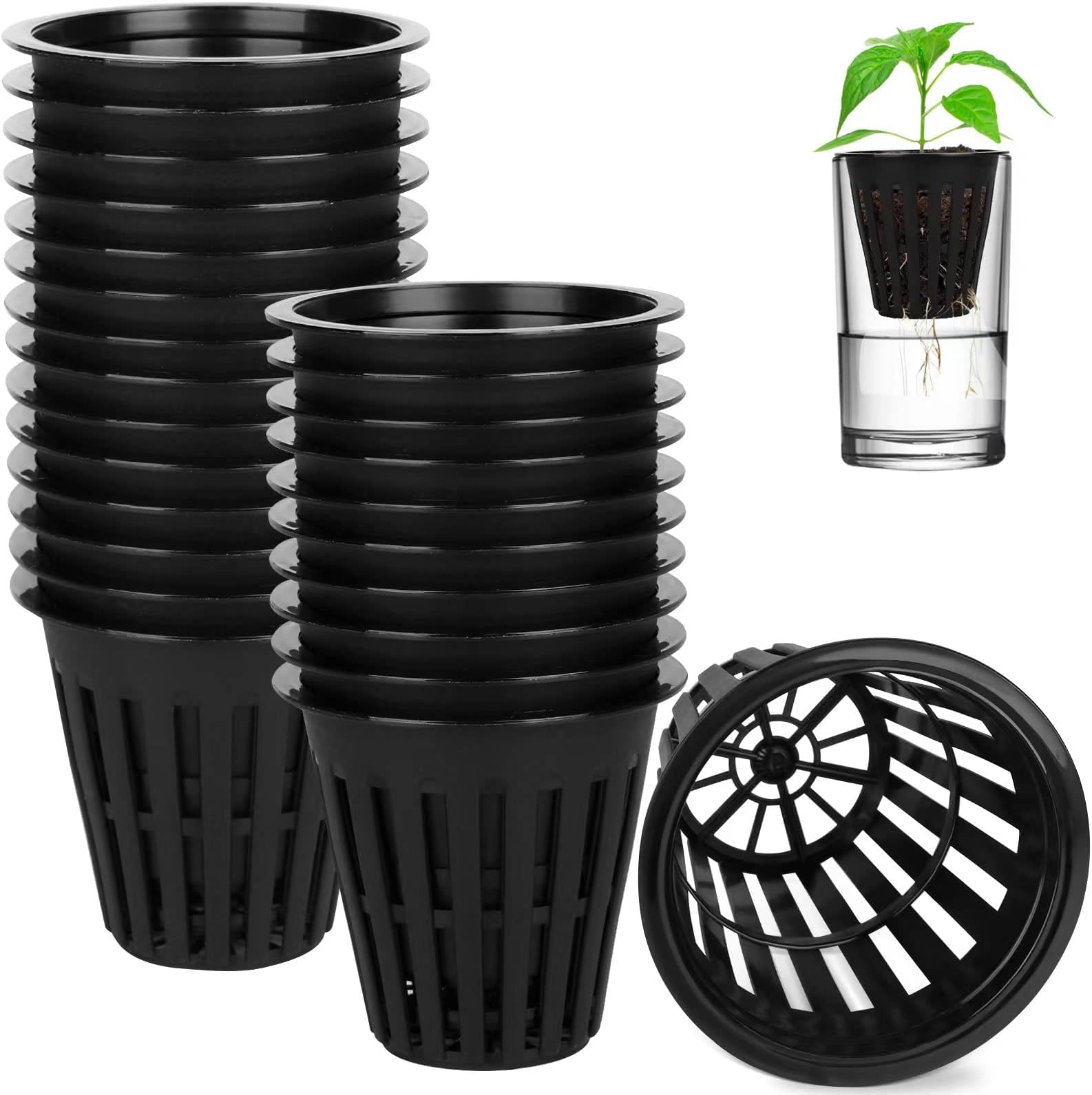 HXSEMAYIG 100PCS 2 inch Net Pots,Hydroponics Cup, Net Cups for Indoor or Outdoor Growing
