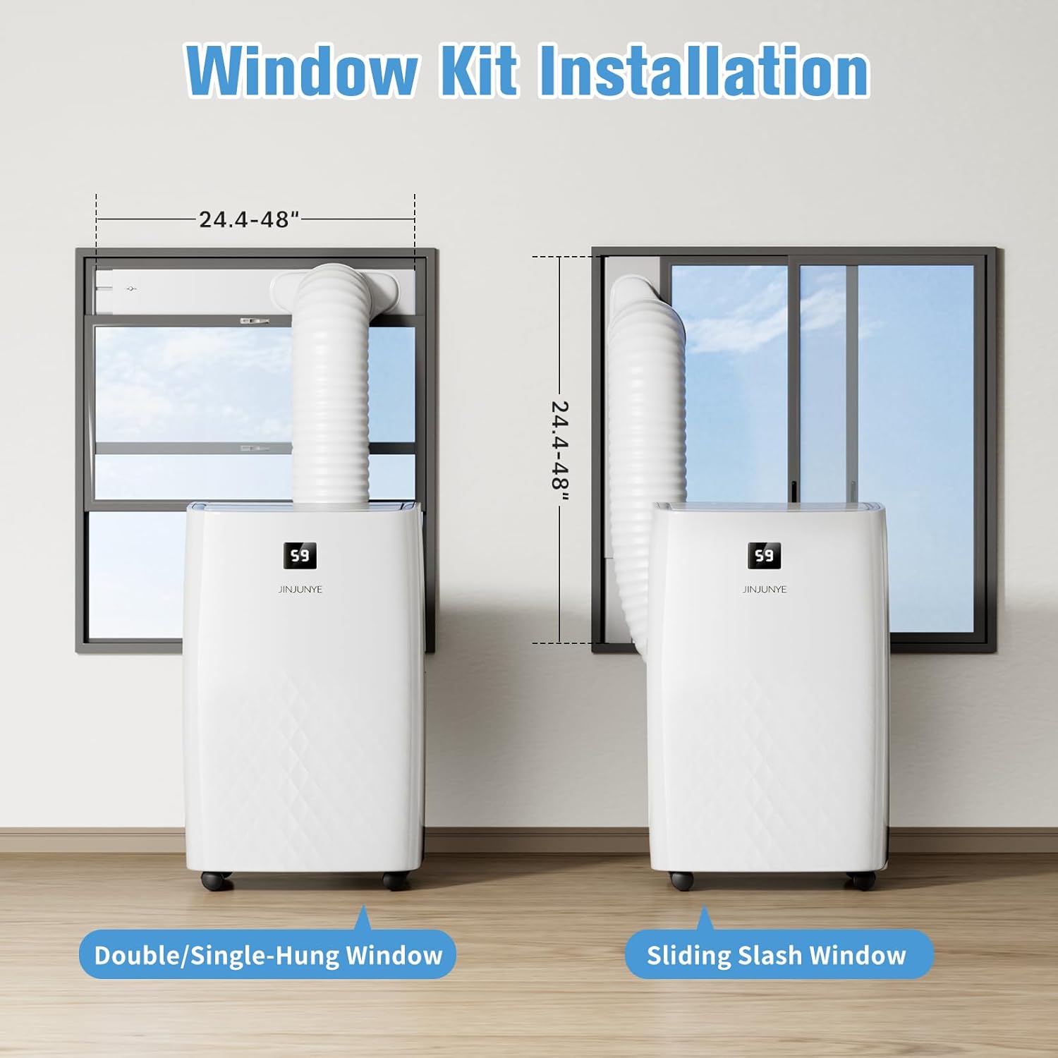 Step-by-step guide for installing the window kit for the portable air conditioner