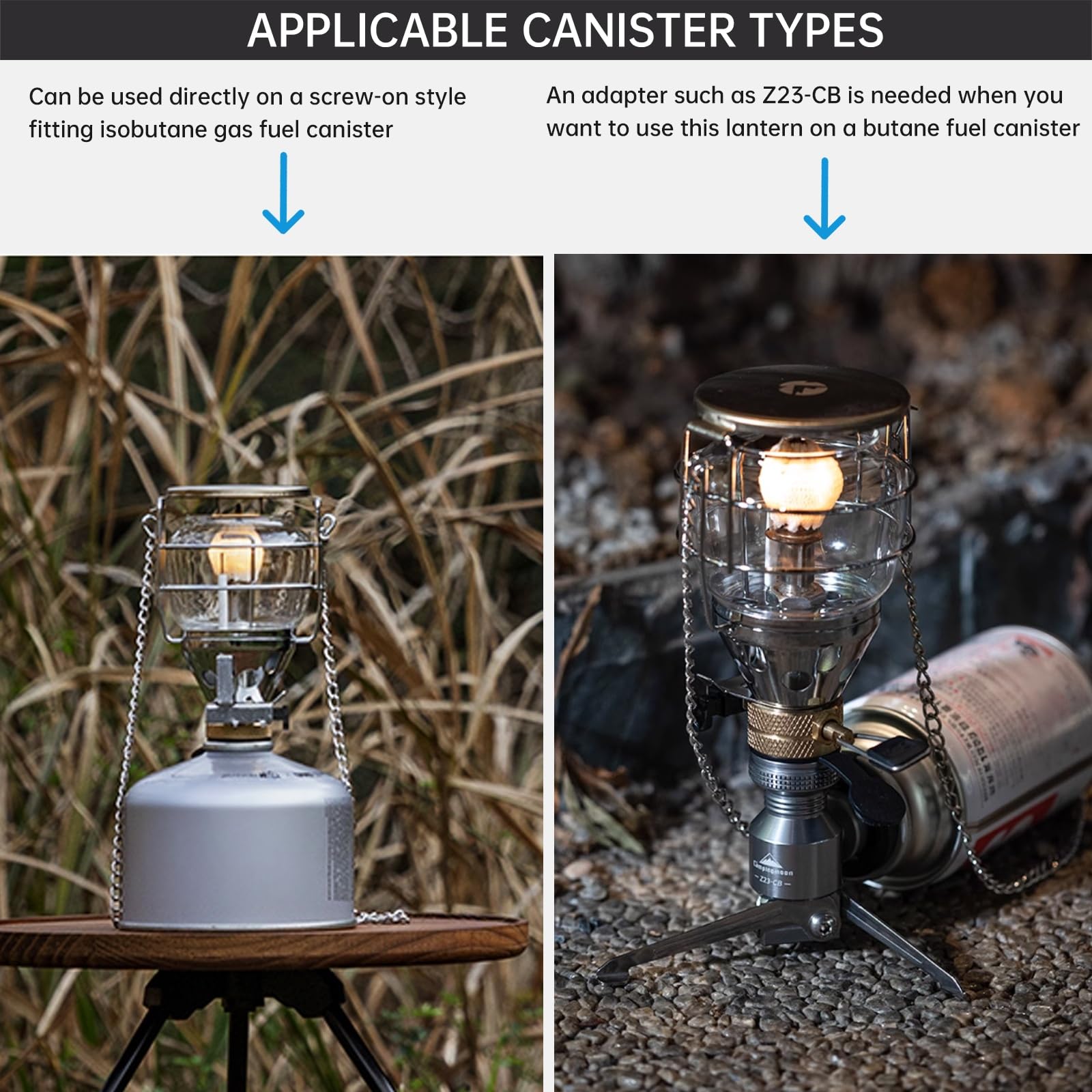 Campingmoon - Lanterna a gas da campeggio, luce a gas portatile, lampada a sospensione