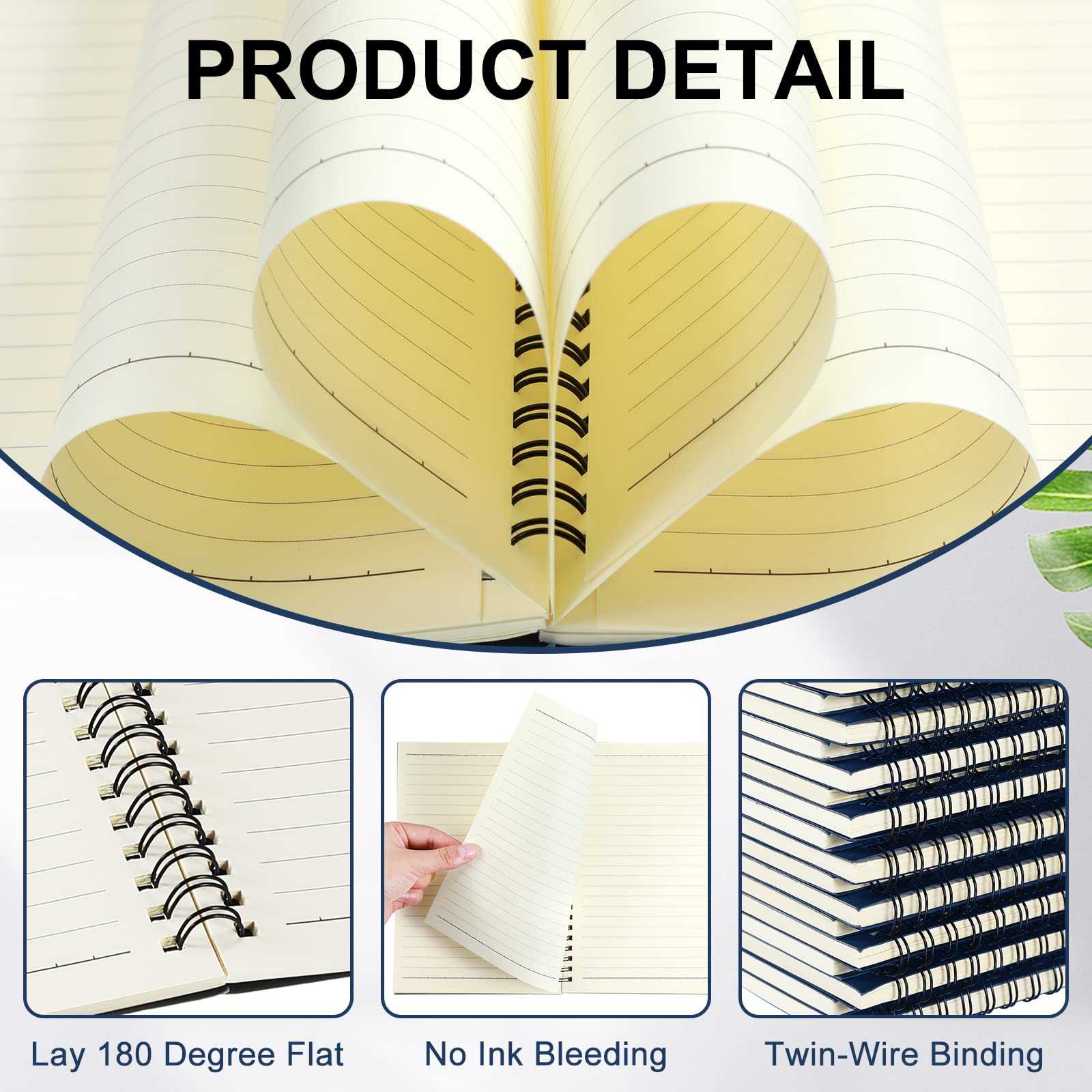 Yahenda Quaderno a spirale con righe universitarie, quaderni a righe, 20,3 x 15,5 cm, blocco formato A5, quaderni di carta spessa, per ufficio e scuola, forniture (blu scuro, 18 pezzi)
