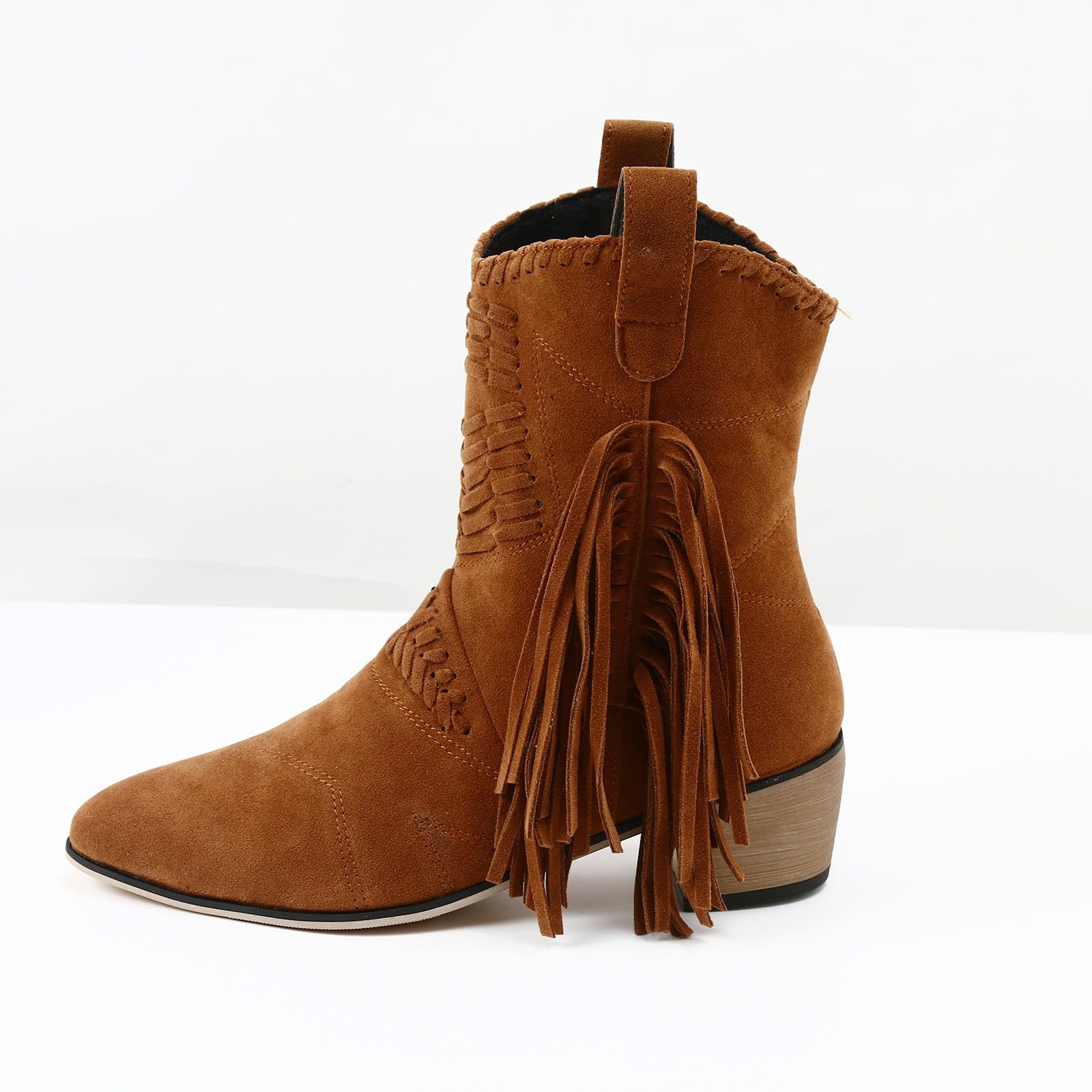 Stivali da cowboy da donna con nappe, classici stivali medi, stile vintage, con frange, da cowboy