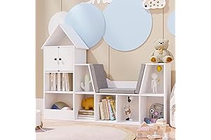 Cozy Castle 56.9" Wooden Kids Bookshelf with Reading Nook