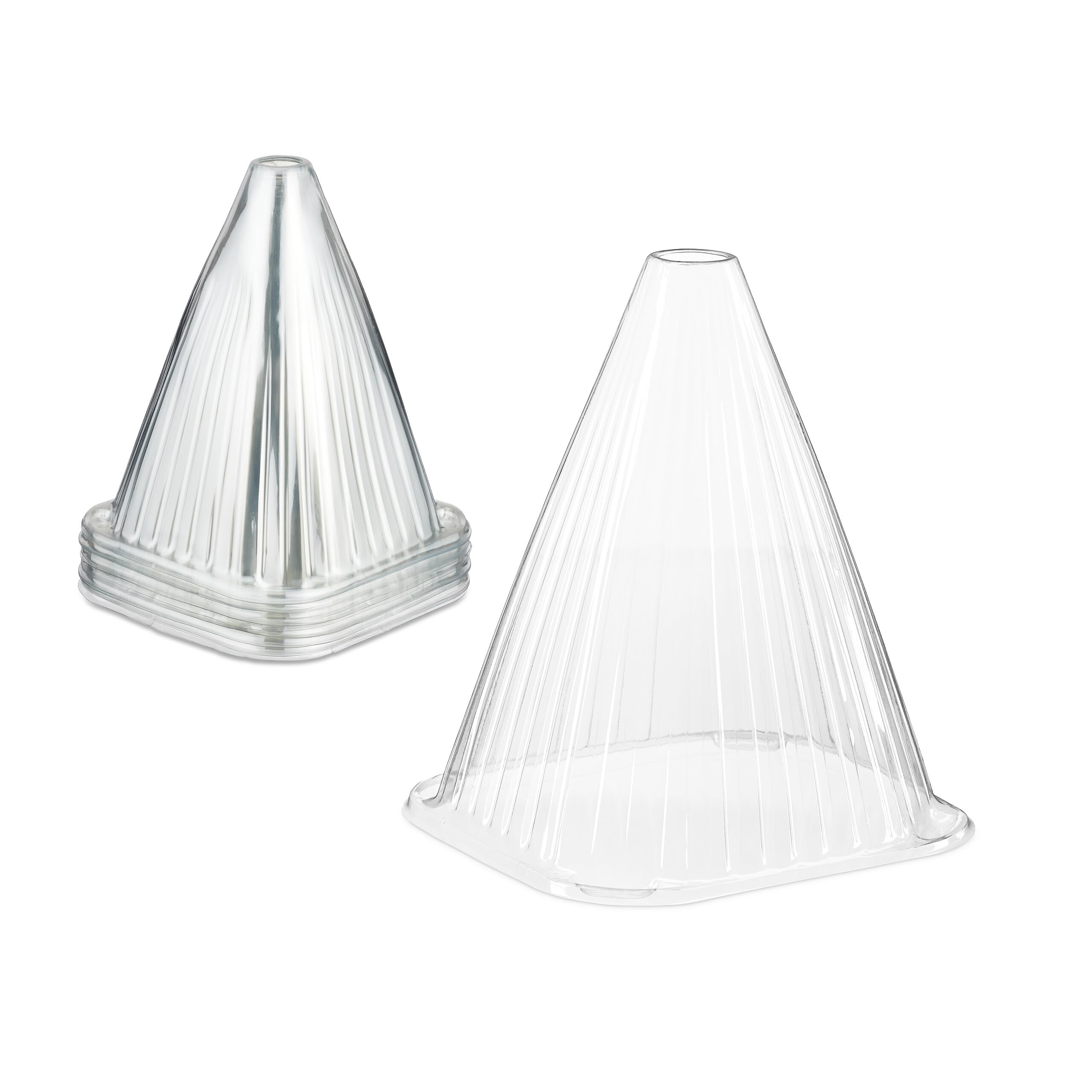 Relaxdays Plant Cover, Set of 32, Snail and Frost Protection, HxWxD: 22 x 19 x 19 cm, Greenhouse Cones, PVC, Transparent