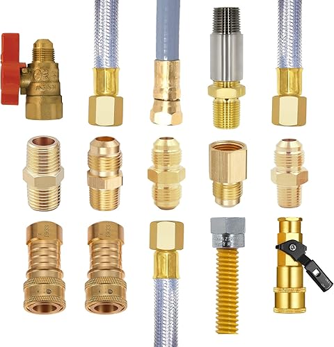 Miniatura 4 de MCAMPAS Extensión de manguera de propano trenzada resistente de 10 pies, kit de conversión universal 5 en 1 (3/8 pulgadas a NPT de 1/2 pulgada,