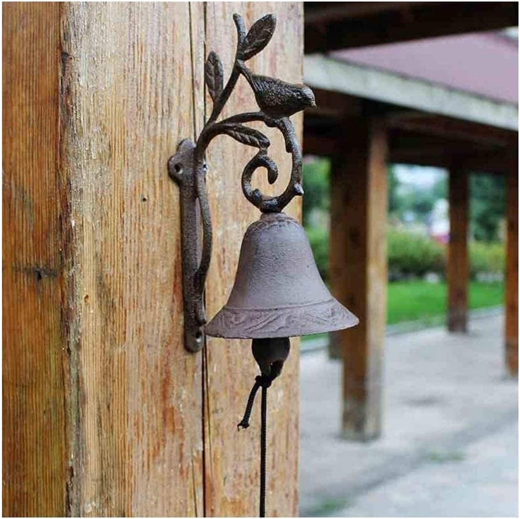Antique Decor Bell Doorbell Outdoor Dinner Bell Cast Iron Wall Bell Vintage Rustic Farmhouse Cabin Metal Dinner Bell for Indoor Outdoor Decoration