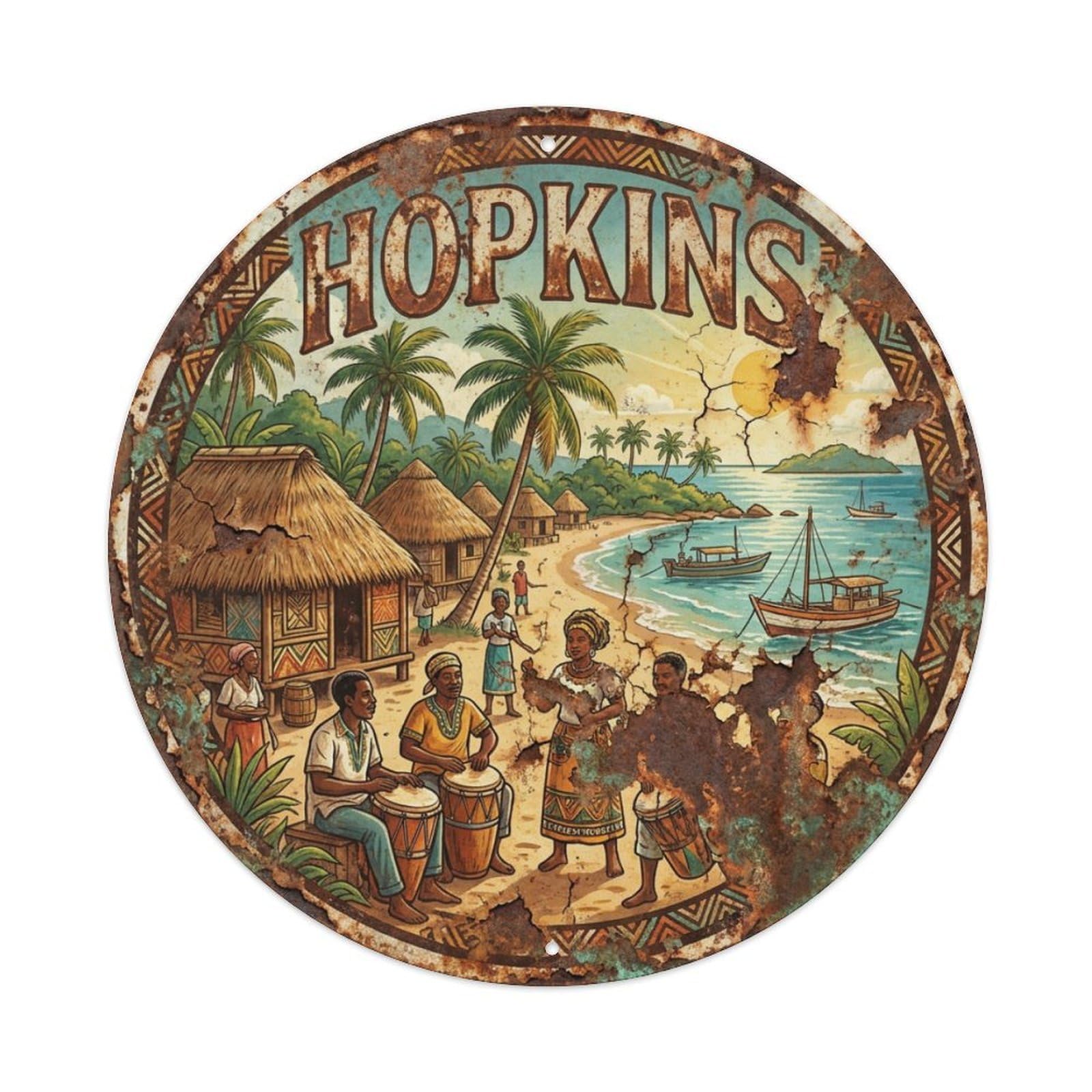 Retro Belize Travel Hopkins Metal Tin Sign