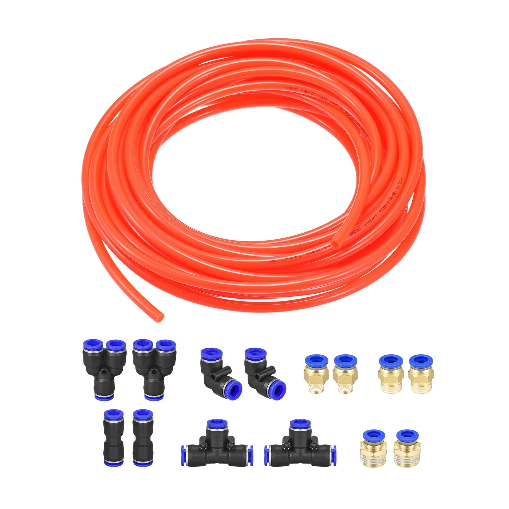 Tubo pneumatico for aria compressa Tubo for compressore d'aria in PU ID 5 mm x diametro esterno 8 mm x lunghezza 10 m con 7 raccordi di tipo Connect Parti pneumatiche L'intera struttura è semp