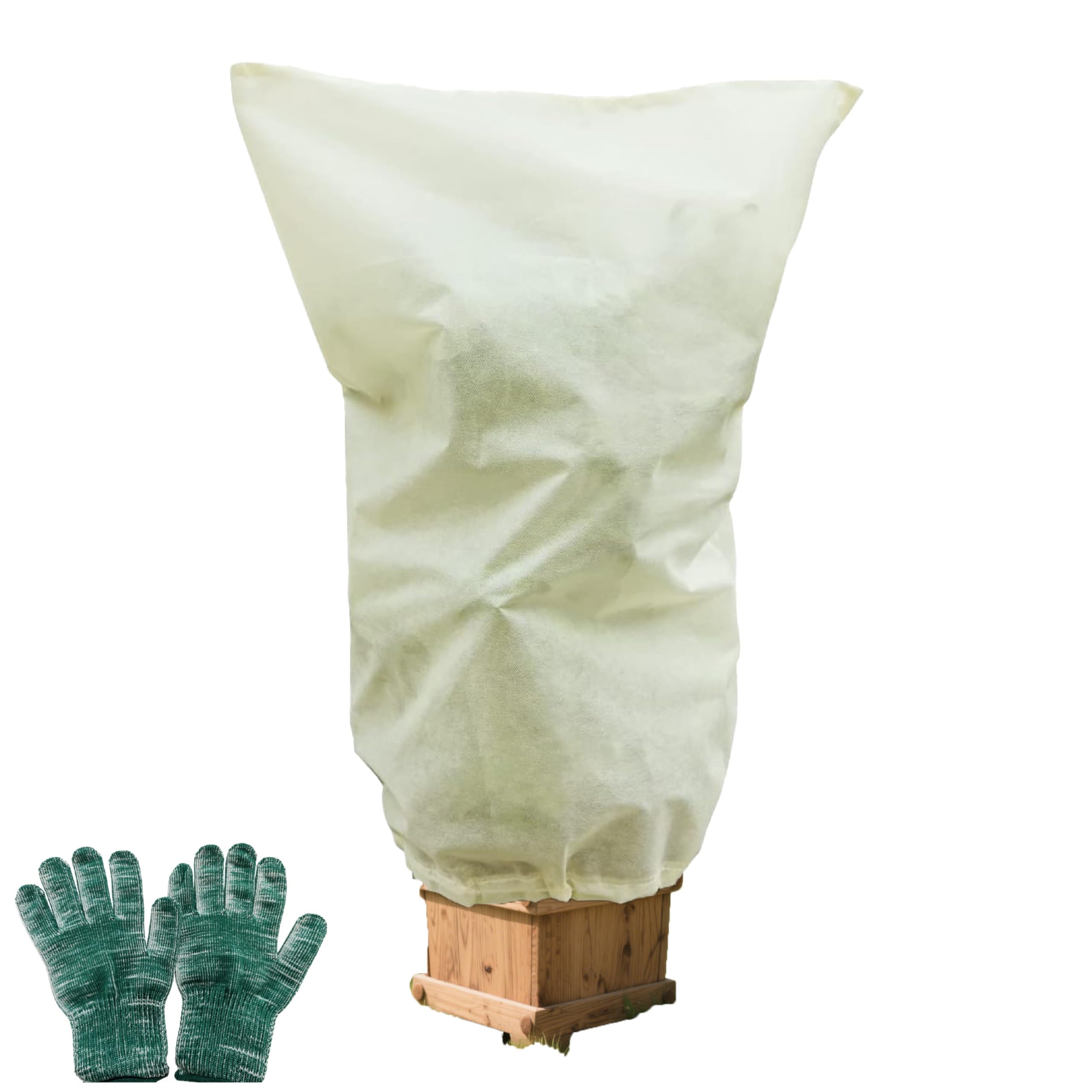 Winter Protection Hood with Cold Protection Gloves, 240 cm x 200 cm, Winter Protection for Pot Plants with Zip, Drawstring, Breathable and Weatherproof, Ideal Against Cold, Snow, Birds & Insects
