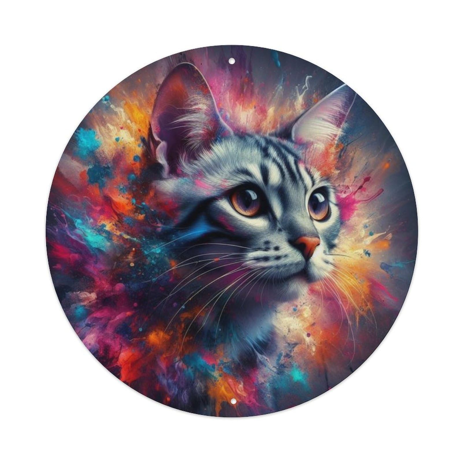 Animal American Shorthair Cat Abstract Splash Ink Portrait Feline Vintage Metal Tin Sign Plaque Wall Decor for Cafe, Club Bar, Office, Garden Metal Poster 8x8Inch