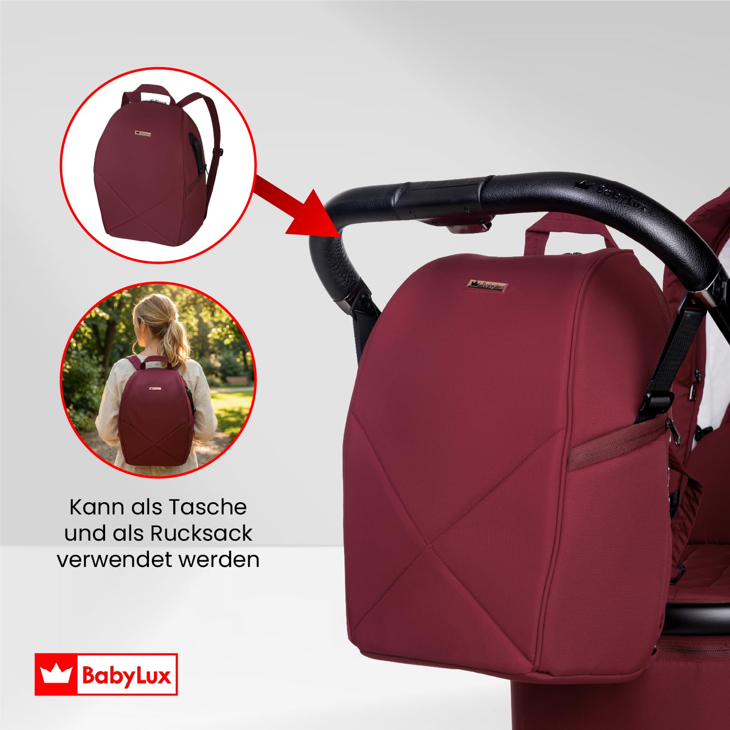 BabyLux® Kinderwagen 4in1 Set BOLDO, Faltbar Leicht Kombikinderwagen Set | incl. Babywanne, Reisebuggy, Kindersitz i-Size, Auto Basisstation, 4 Liegepositionen, 0-22kg, UV Schutz 50+, Vollgummireifen