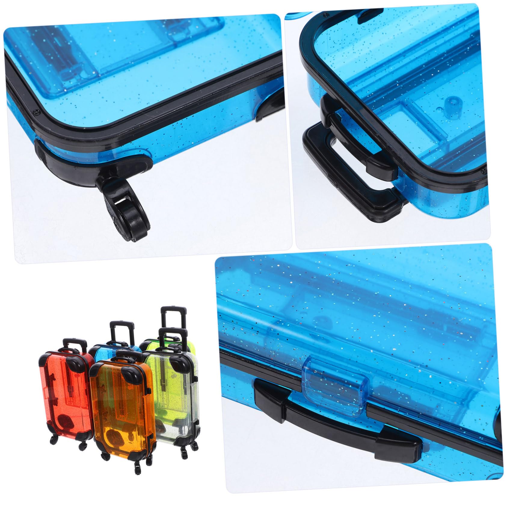 FRCOLOR 5pezzi Valigie per Ragazzo Ragazza con Ruote Mini Valigia Giocattolo da Gioco da Viaggio Contenitore per Giocattoli Valigia per Finzione
