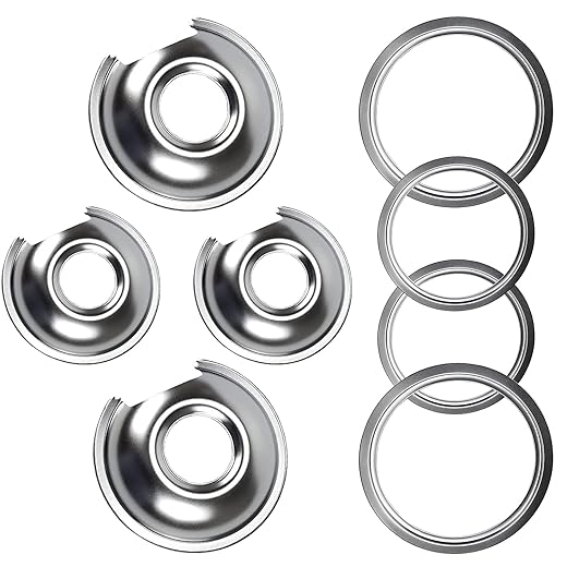 Burner Drip Pans 2 Large 8'' WB32X10013 & 2 Small 6'' WB32X10012 Chrome Drip Pan Set 4-Pack Fits for GE Hotpoint Electric Stove Top 6" Pan/Ring 8" Pan/Ring by APPLIANCEMATES