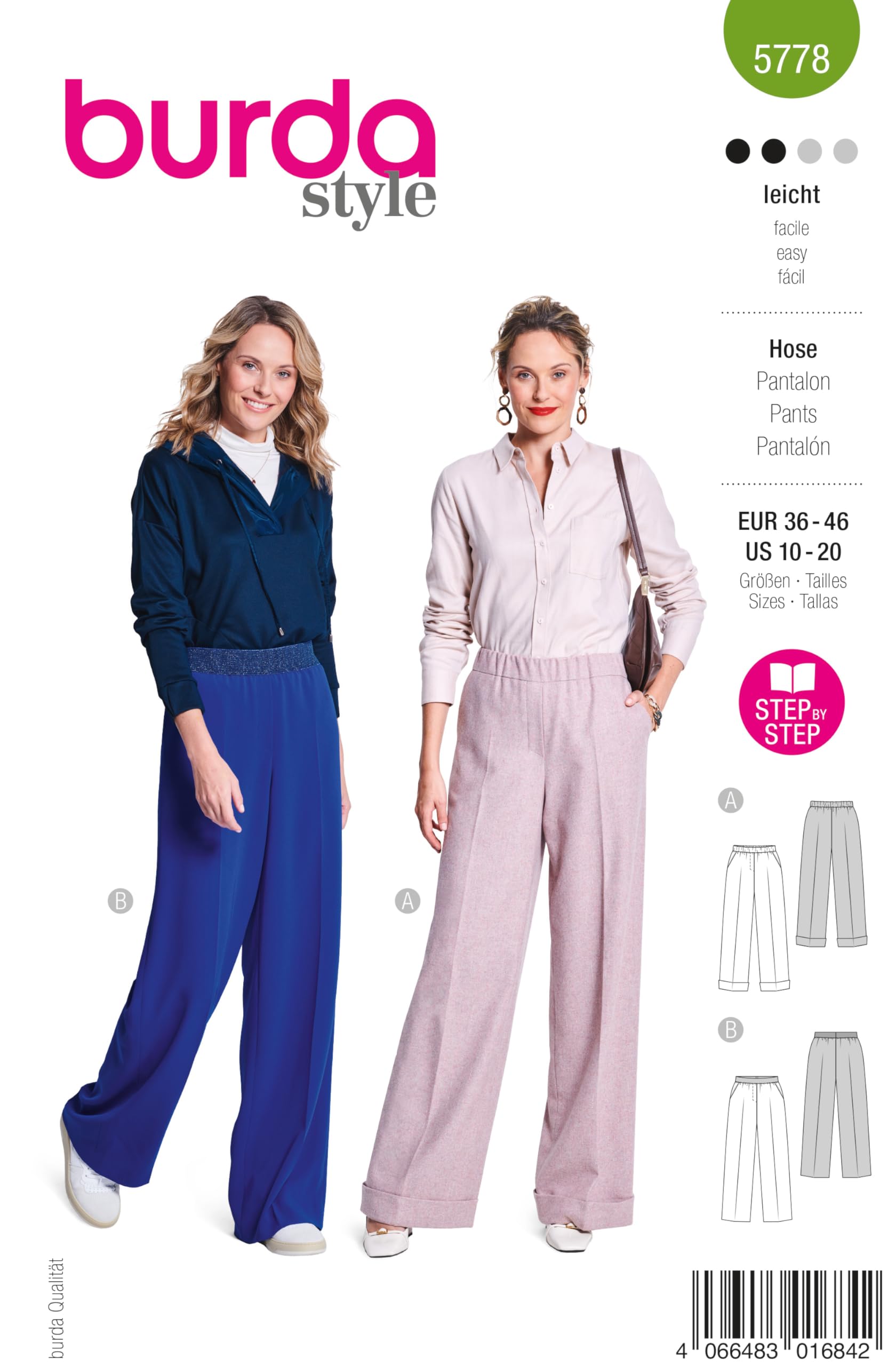 Patron De Couture Burda - Pantalon Femme Avec Poches #5699 - Taille 36 à 48 - Deux Variantes Mode Et Cargo