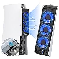 Vista 1 de Cooling Fan for PS5 Accessories, Upgraded Auto Temperature Control for PS5 Cooling Fan with 3 Blue LED Light, USB 3.0 Hubs, Efficient for PS5 Cooler