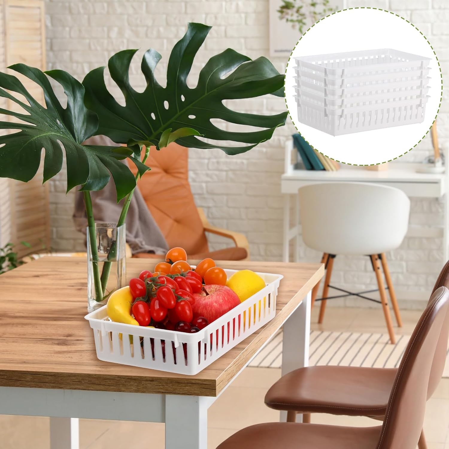 Wenqik Set of 12 Small Plastic Baskets for Organizing 10.24 x 6.5 x 2.36 Inch Pharmacy Baskets Rectangular Trays Plastic Organizer for Office Pharmacy Dorm Kitchens, Closets Shelves(White) - Image 6