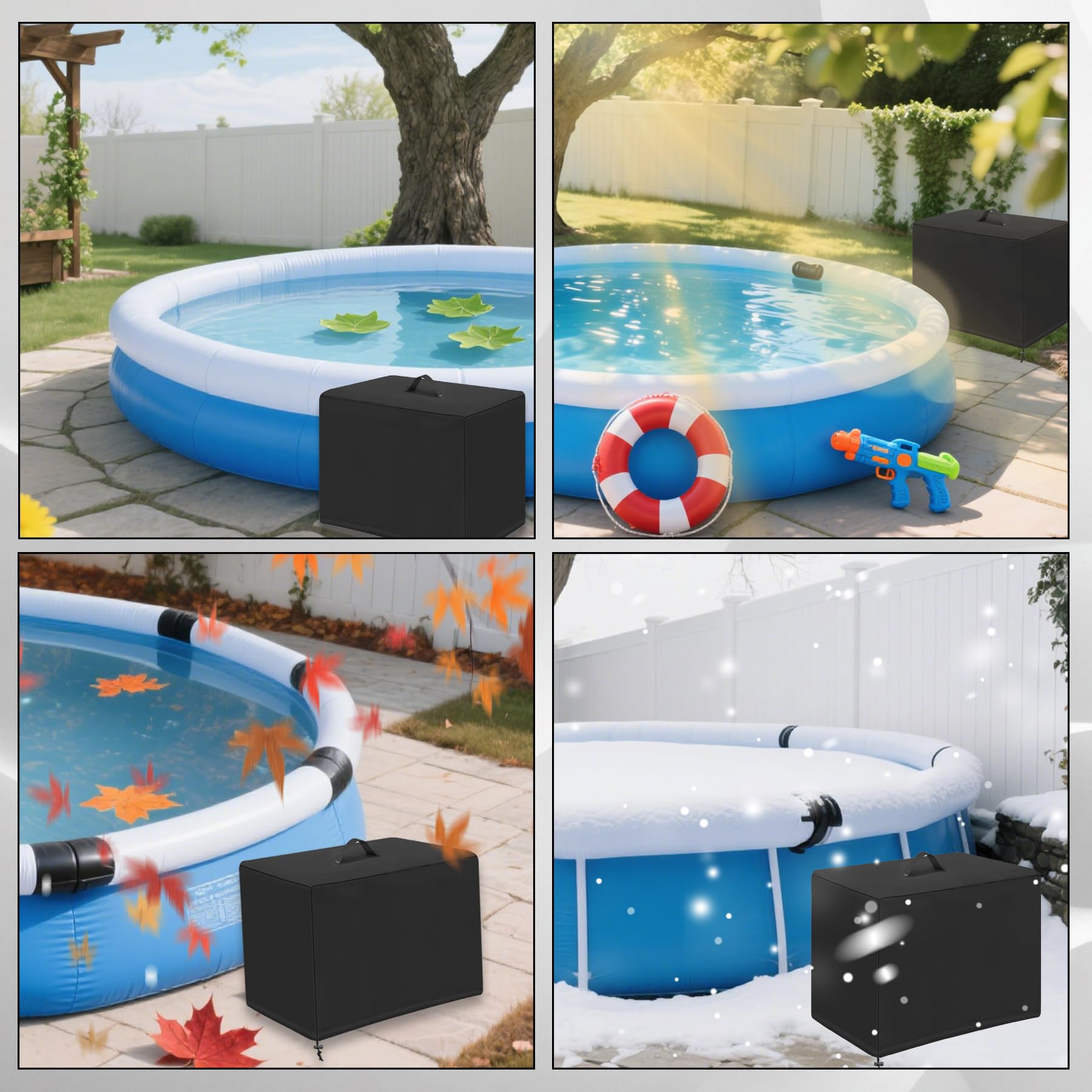 TZEKING Sandfilteranlage Pool Abdeckung,wasserdichte Sandfilteranlage Abdeckung für INTEX Poolpumpe Sandfilter,UV-beständiges Oxford-Gewebe,für Poolpumpe,84x61x86cm