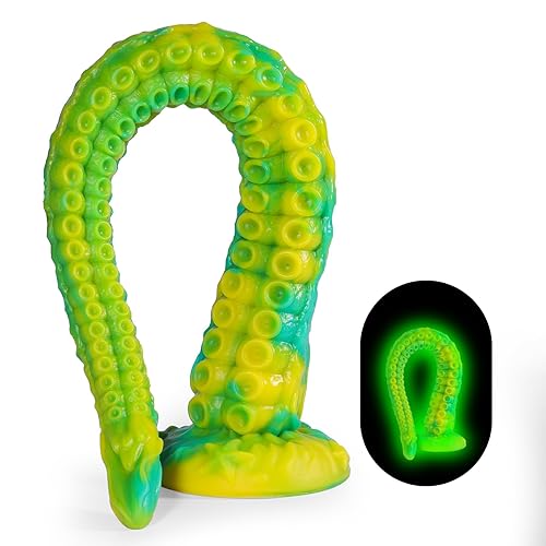 Long Tentacle Dildo Anal Toys: 20" Luminous Big Dragon Dildo with Suction Cup, Liquid Silicone Long Butt Plug Monster Dildos for Anal Stretcher, Fantasy Dildos Prostate Massager (Large-20 in) - Large-20 IN