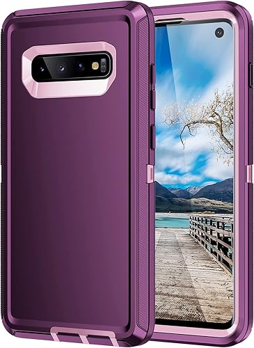 Funda para Galaxy S10, resistente a prueba de golpes, polvo y caída, 3 capas, protección completa, resistente y duradera, para Galaxy S10, moradorosa