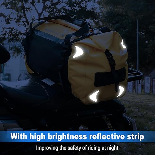 Miniatura 4 de Alforjas para motocicleta, bolsas de lona impermeables para viajar, Amarillo-80L, estilo3-80l