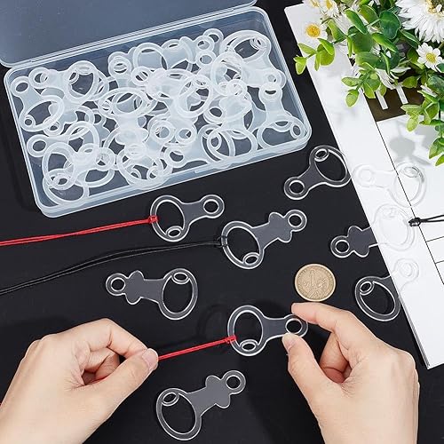 Miniatura 3 de CRASPIRE 40 bobinas de hilo acrílico de 2 tamaños, hilo de bordado transparente, gotas transparentes, forma de llave, chips de punto de cruz,