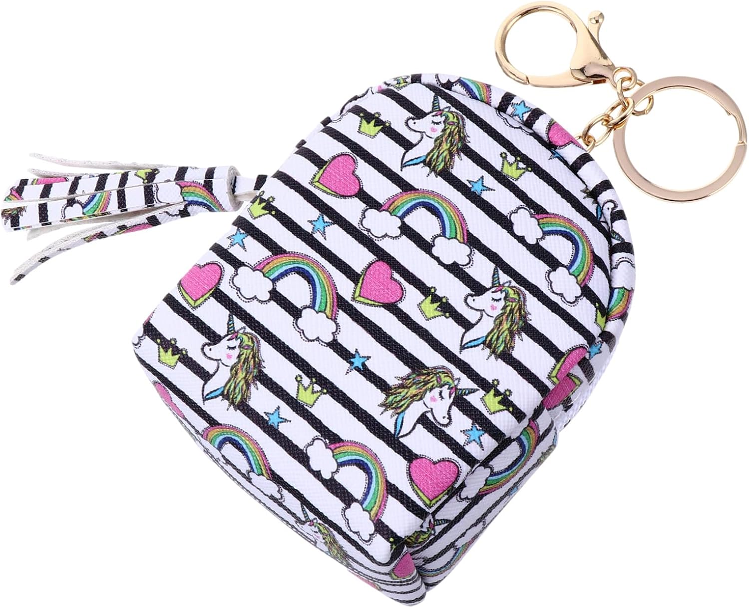 Yardwe Cartoon Coin Purse and Earphone Cable Bag, Pu Mini Small Change Purse Zipper, Adorable Rainbow Unicorn Design and Travel
