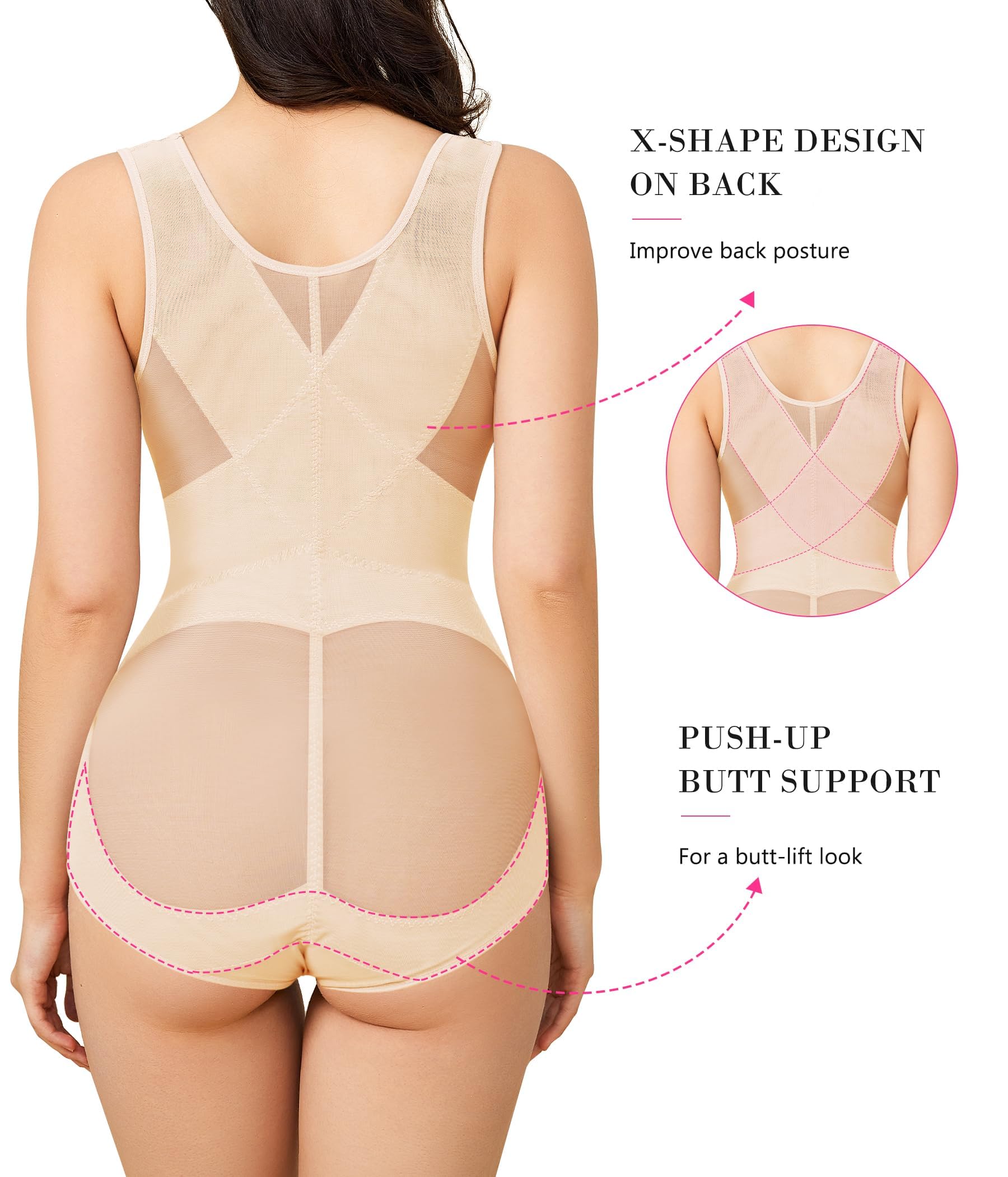 KUMAYES Fajas Reductoras Mujer Abdomen Body Reductor Adelgazante Control de Barriga Lencería Moldeadora Invisible Shapewear Bodysuit Shaper Posparto