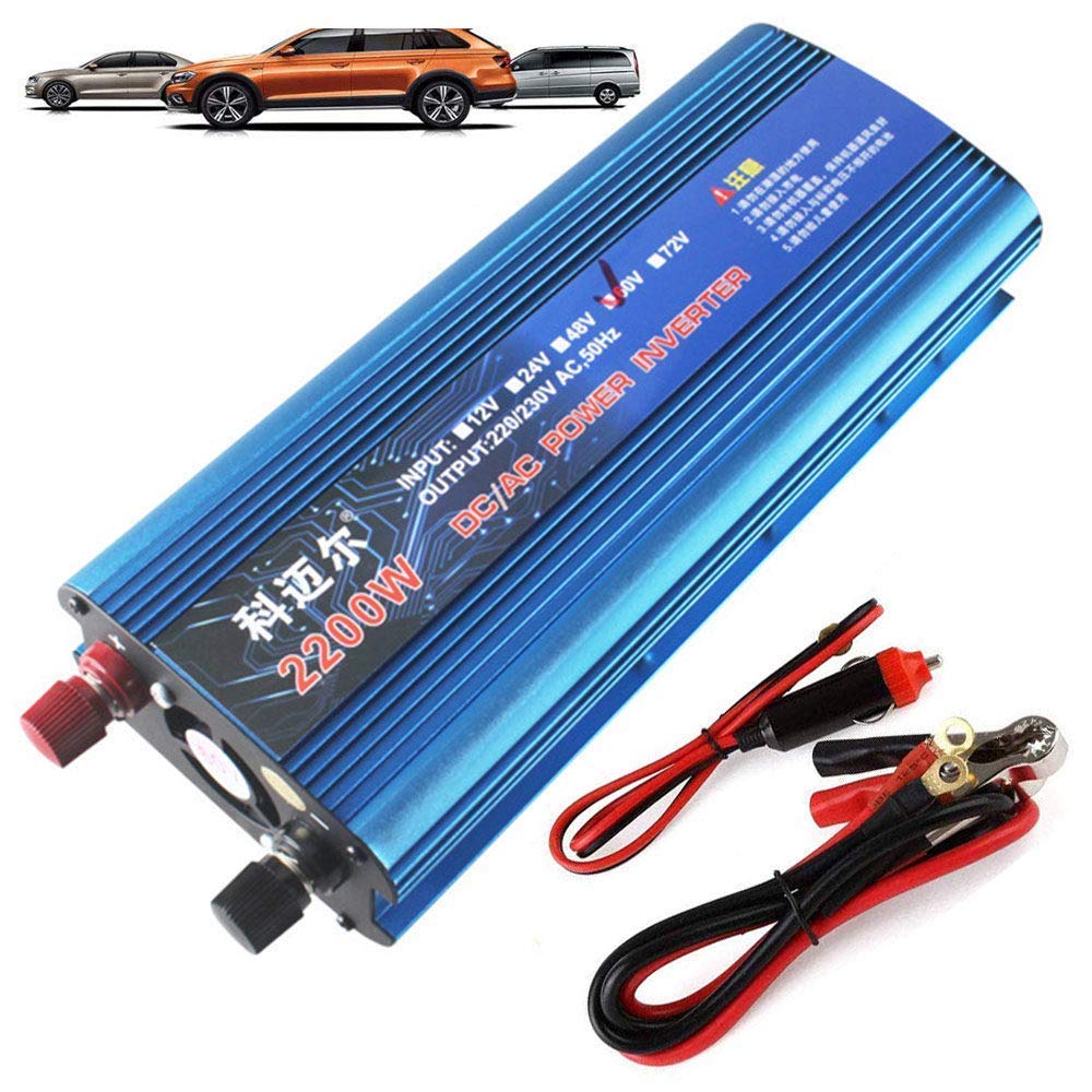 Inversor de corriente 1200w 1600w 2200w, inversor de onda sinusoidal modificada Dc 12v/24v/36v/48v/60v/72v a AC 220v/230v Convertidor de potencia con puerto USB para automóviles, caravanas, barcos,