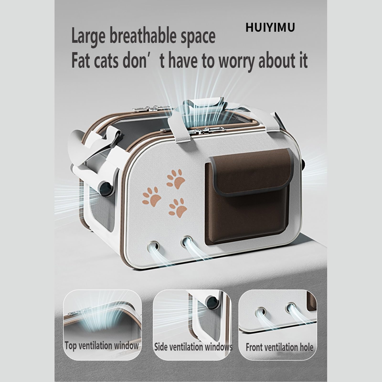 Transportín para Gatos Blando Plegable Antifugas Ventilado Correa Ajustable para Coche/Veterinario/Viaje para Gatos/Perros de hasta 15 Libras(Brown)