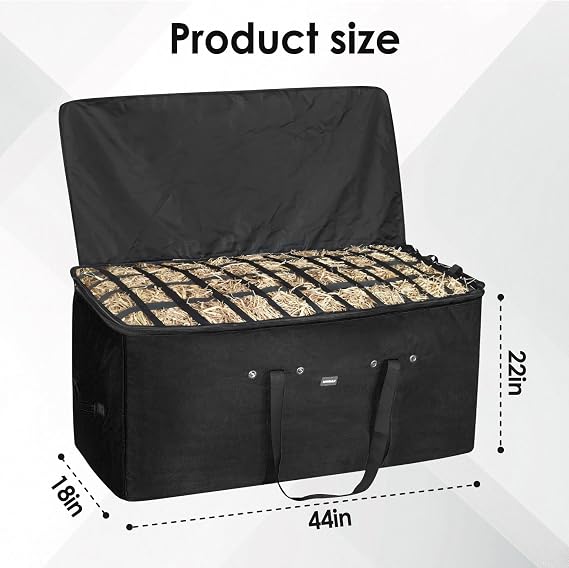 Hay Bale Storage Bag,44 * 22 * 18in Large Hay Bags for Horses,1680D Heavy-Duty Hay Feeder for Goats,Horses,Sheep,Donkey,Horse Hay Bag for Barn Stable (Black)