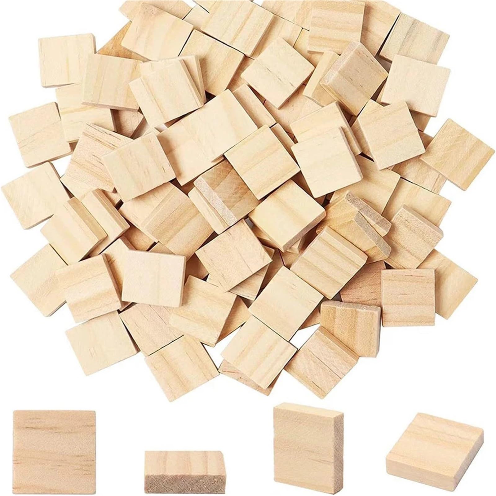 300 piezas de 2 x 1,8 cm virutas madera cuadradas, modelo construcción, materiales hechos a mano, accesorios graffiti artesanales