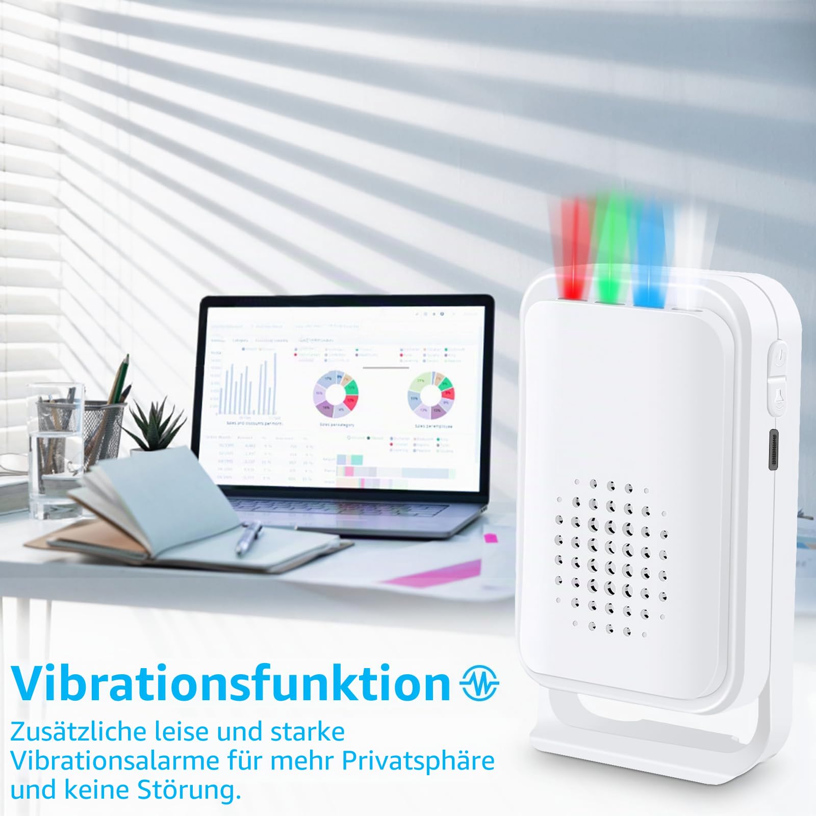 NineLeaf Durchgangsmelder,Bewegungsmelder Mit Alarm,Bewegungsmeld Wasserdicht,918ft,4-farbiges LED-Licht,17 Musik,5 Lautstärkestufen,Einfache Installation,Für Geschäfte, Büros(1Empfänger & 2Sensors)