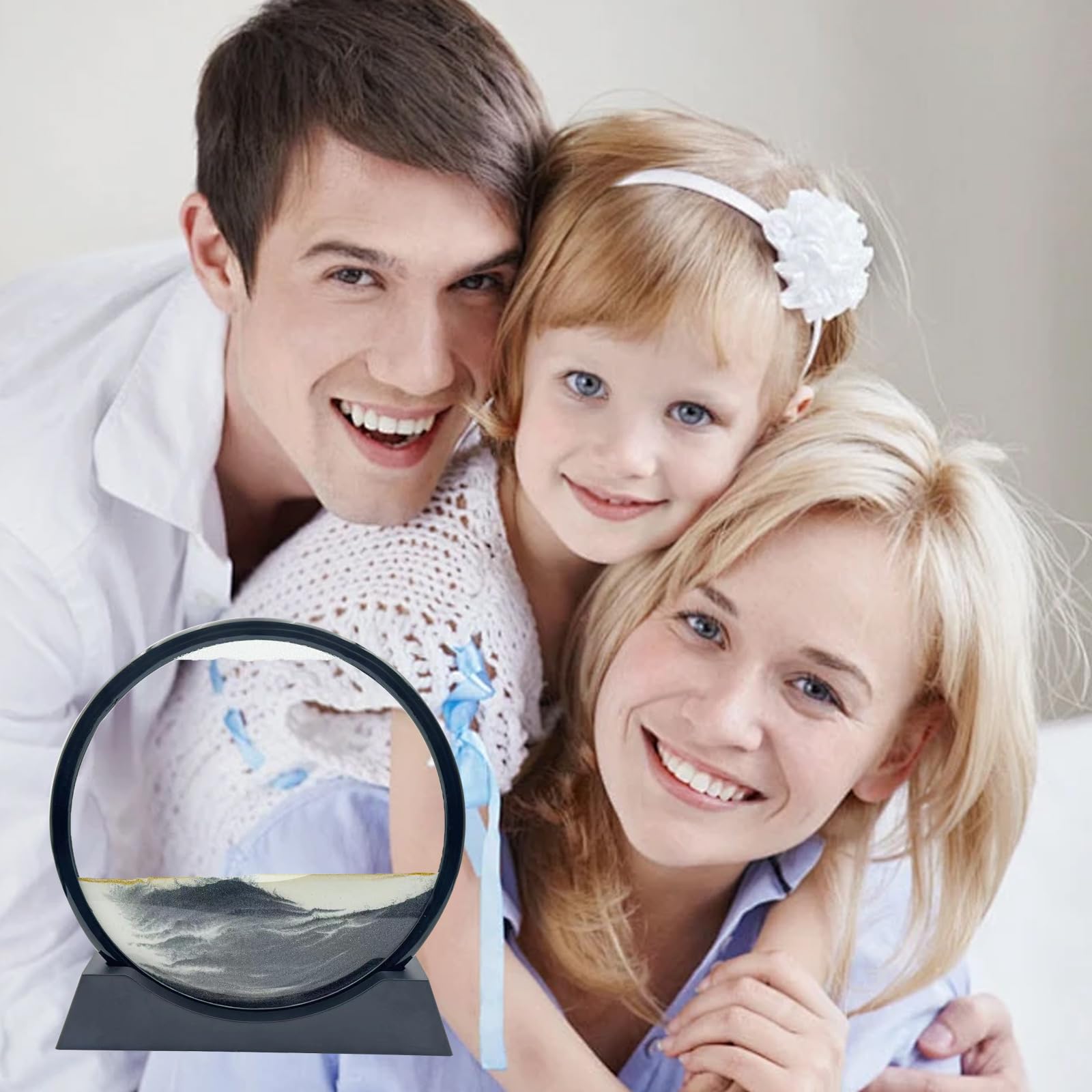 AzureLeap Sandbilder zum Drehen 3D Sandscape - die Sandkunst in Tiefsee Fließende Sandmalerei Sandbild Geschenke Sanduhr Deko Aesthetic für Büro Wohnzimmer Schreibtisch Erwachsene (SCHWARZ-12)