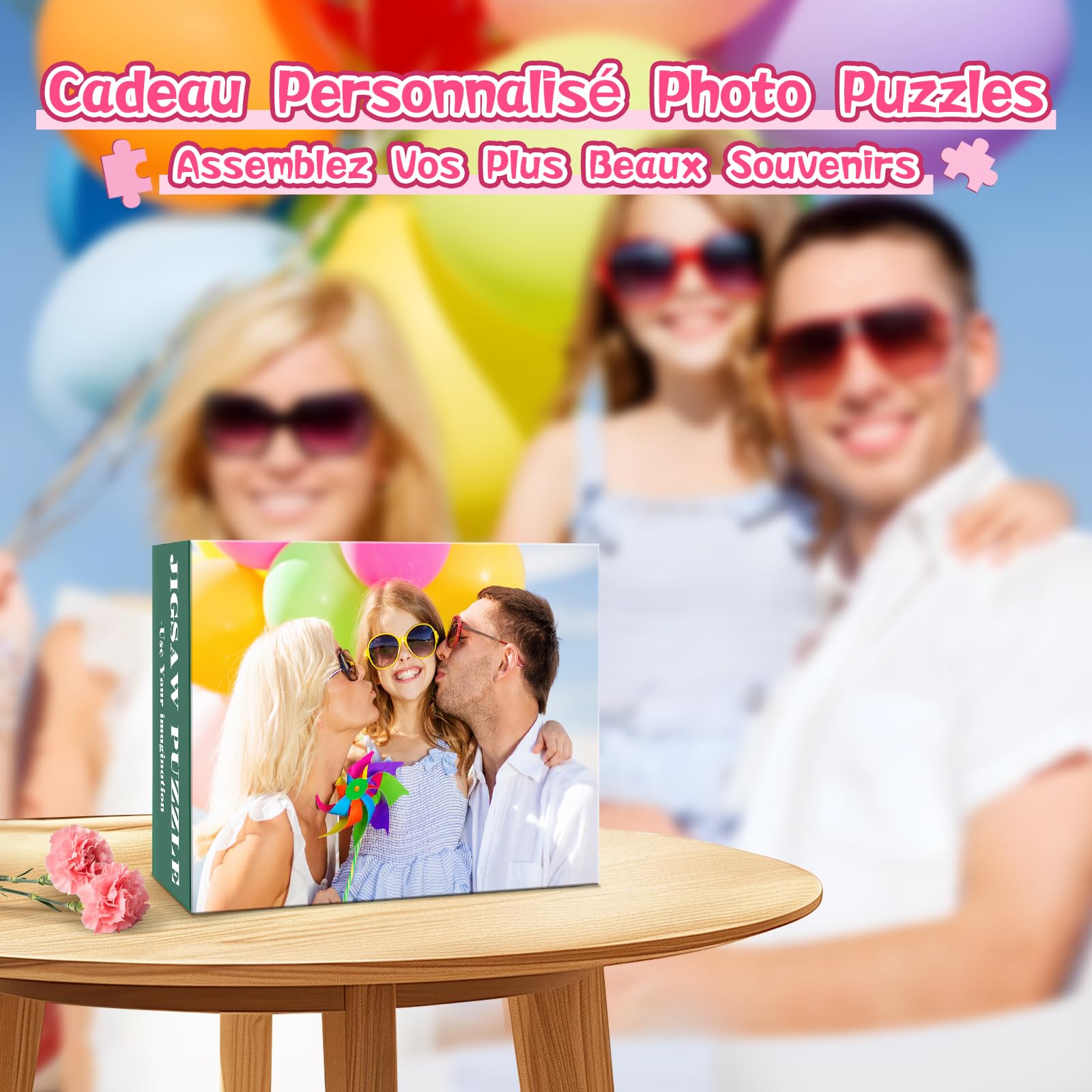 Puzzle Personnalisé Avec Votre Photo – 300/500/1000 Pièces – Cadeau Unique Pour Noël, Anniversaire, Mariage – Impression UV Sur Bois