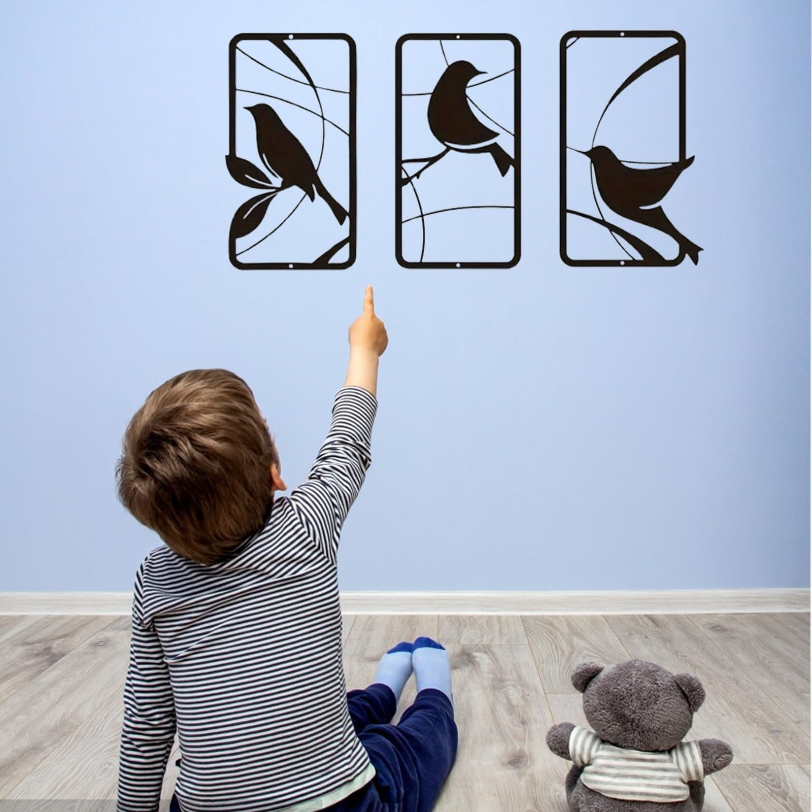 Decorazione artistica da parete in metallo, 3 pezzi, scultura decorativa, decorazione da parete nera per cucina, patio, soggiorno, camera da letto, bagno, decorazione unica per la casa con motivo di