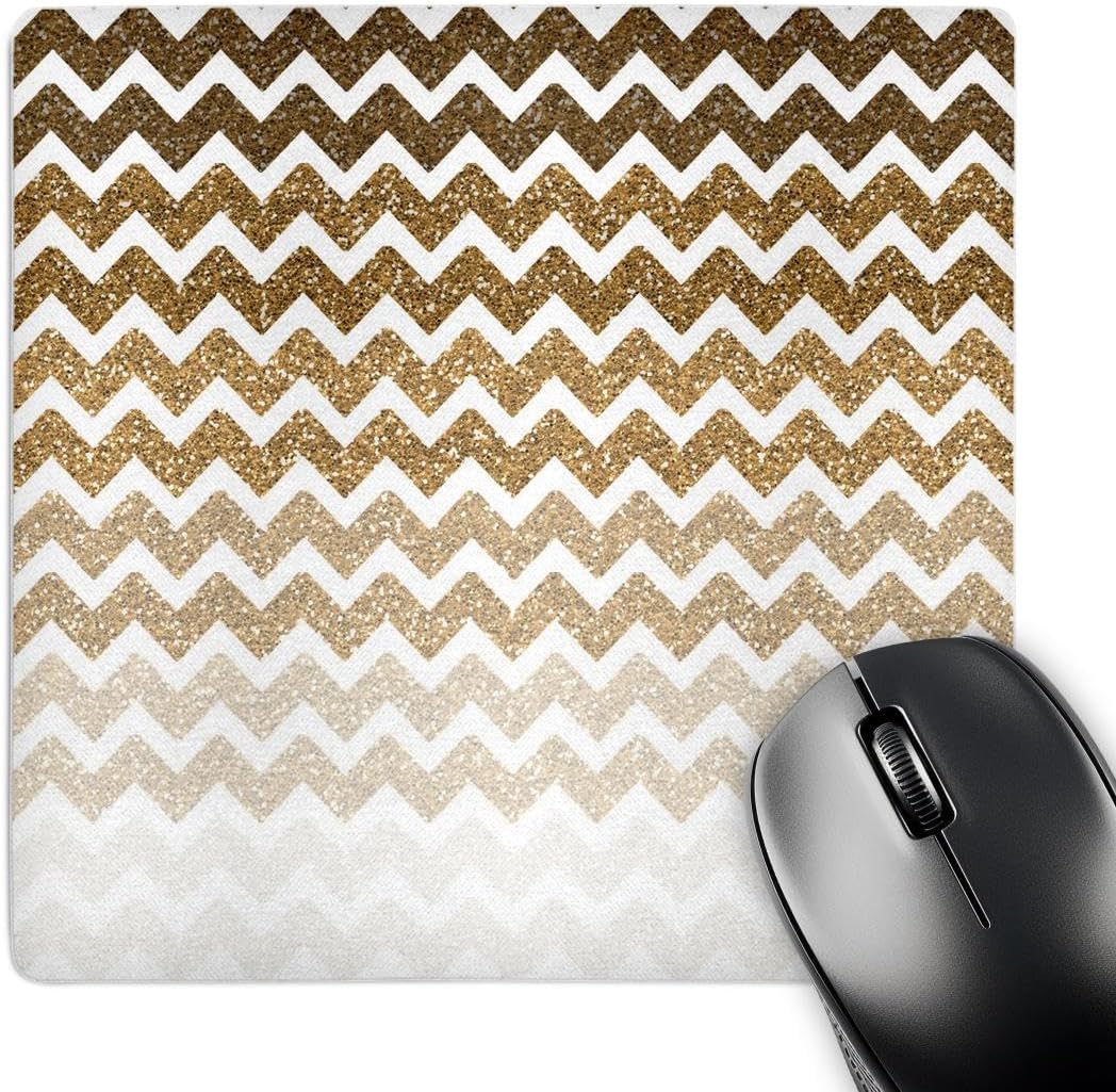 3drose Gold Hombre Chevron Image of Glitter - Mouse Pad