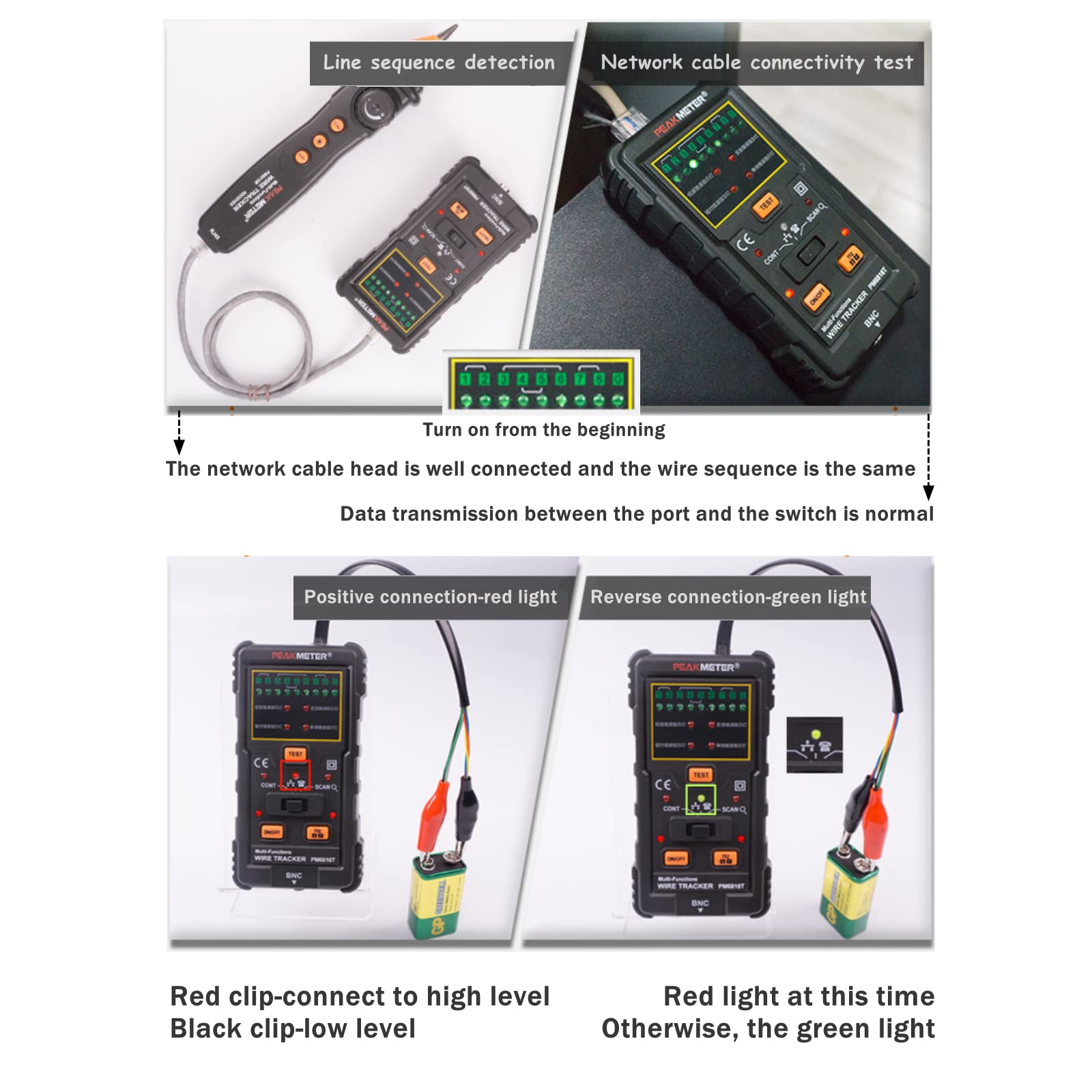 PEAKMETER MS6816 RJ11 RJ45 Telephone Wire Tracker LAN Network