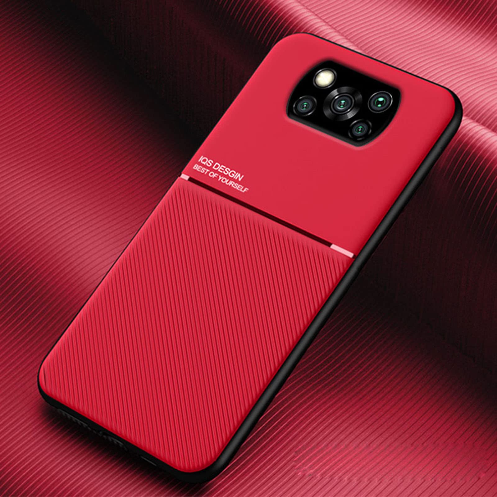 TIANCI Cover per Xiaomi Poco X3 Pro/Poco X3 NFC, Case Texture Antiscivolo e Antiurto, [Pelle PU Delicata Sulla Pelle] [TPU Ultrasottile] Custodia per Xiaomi Poco X3 Pro/Poco X3 NFC-Rosso