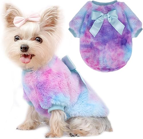Suéter de teñido anudado para cachorros, suéteres para perros pequeños, niñas y niños, ropa cálida de invierno para mascotas, trajes para Chihuahua,