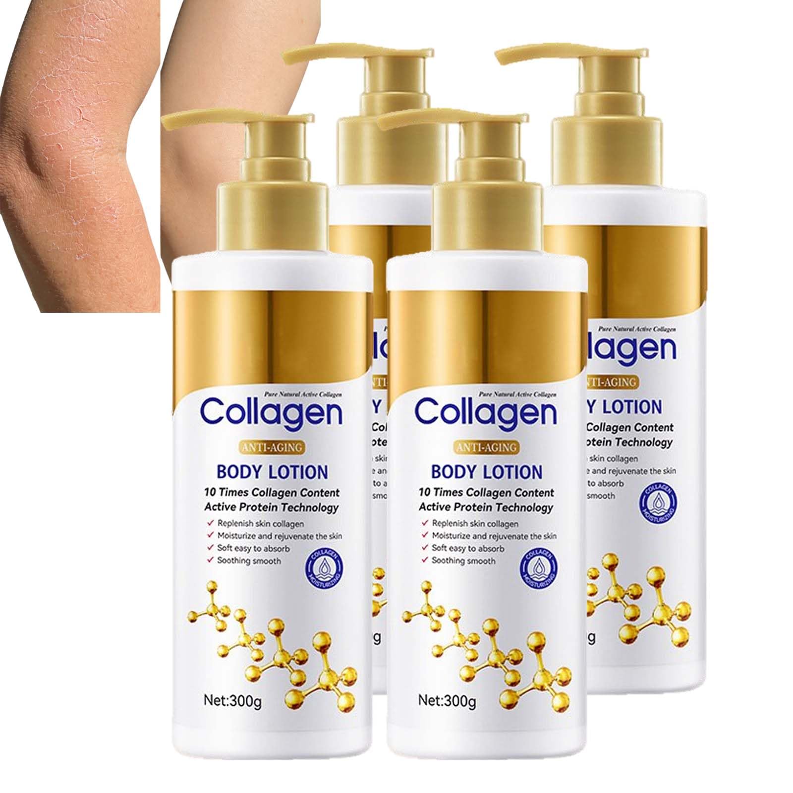 Loción corporal de colágeno, colágeno de absorción rápida, reafirmante, loción corporal hidratante para brazos y cuerpo, lociones corporales antiarrugas y colágeno, reparador de piel sensible, crema