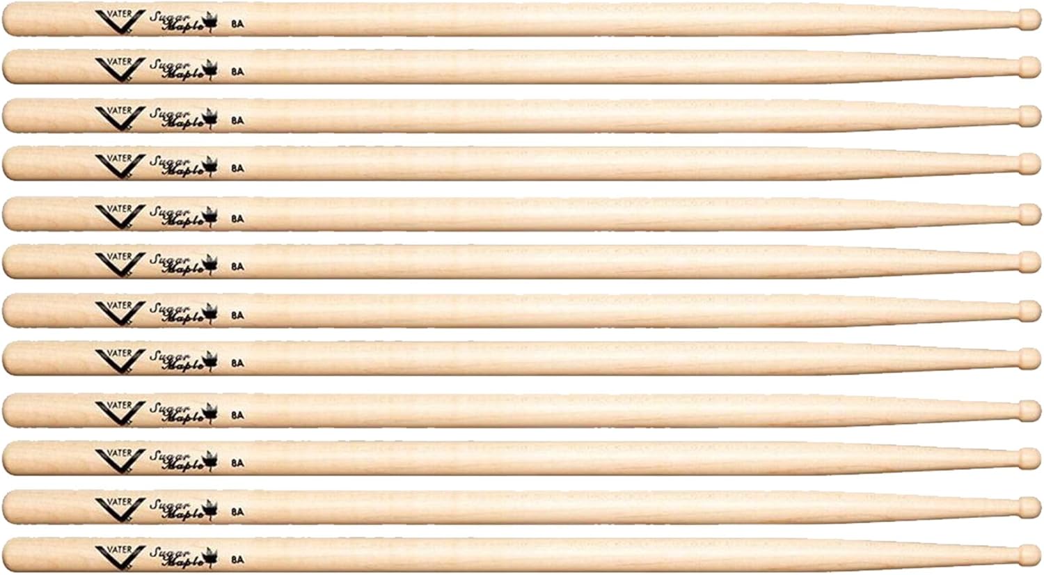 Vater 8A Sugar Maple Wood Tip Drum Stick (6 Pair Bundle)