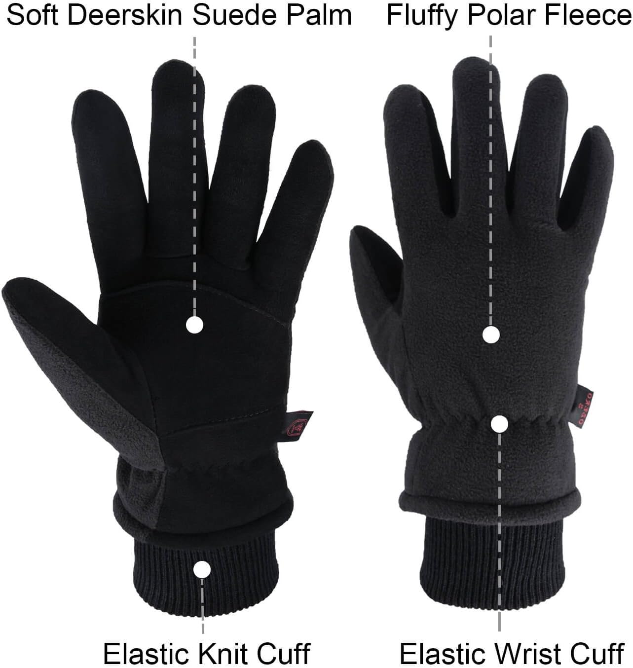 Winter Gloves -30°F Cold Proof Deerskin Suede Leather Insulated Water-Resistant Windproof Thermal Glove for Driving Hiking Snow Work in Cold Weather - Warm Gifts for Men and Women : Clothing, Shoes & Jewelry