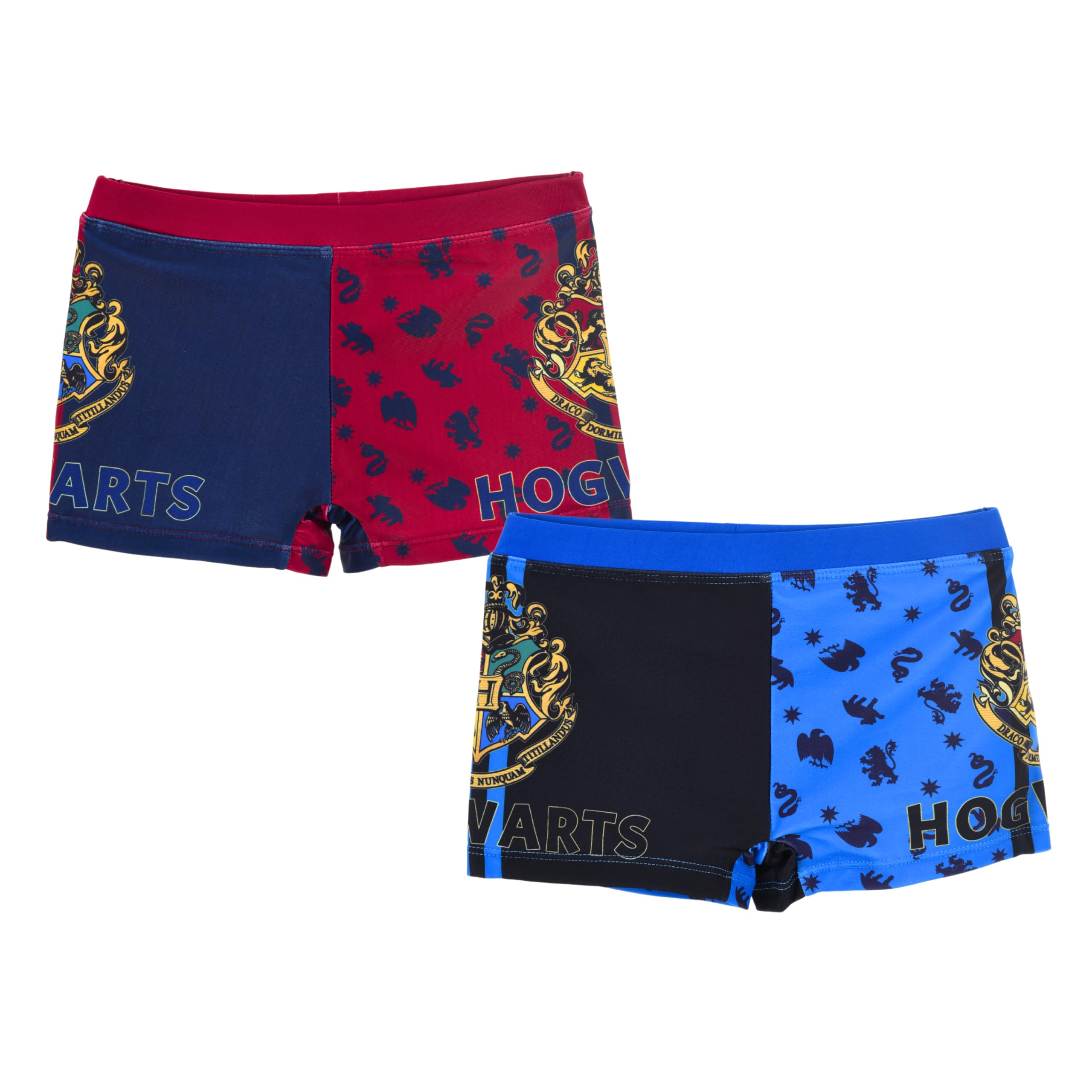 Harry Potter Bañador para Niño, 2 Pares de Shorts de Baño Boxer, Hogwarts Bañador de Natación para Niños, Tallas 6 a 12 Años