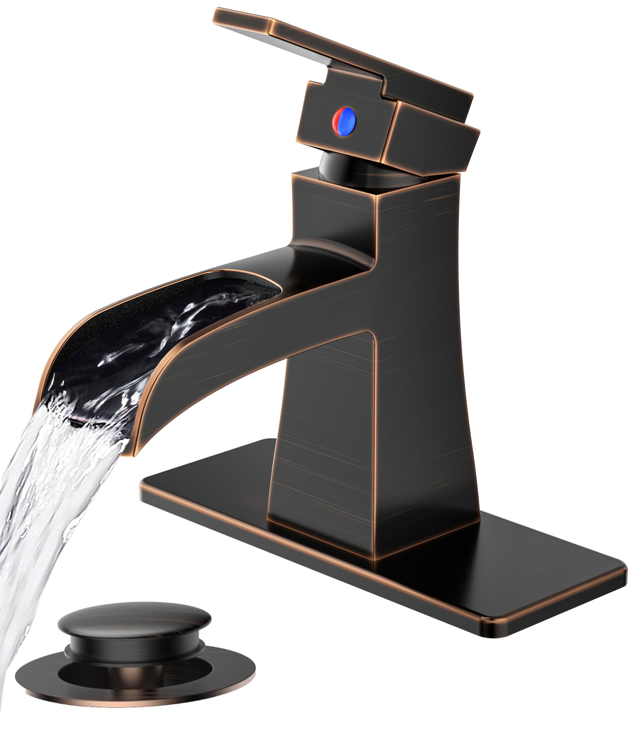 FORIOUS Waterfall Bathroom Sink Faucets 1 or 3 Holes Oil Rubbed Bronze Single Handle Faucet for Bathroom Sink