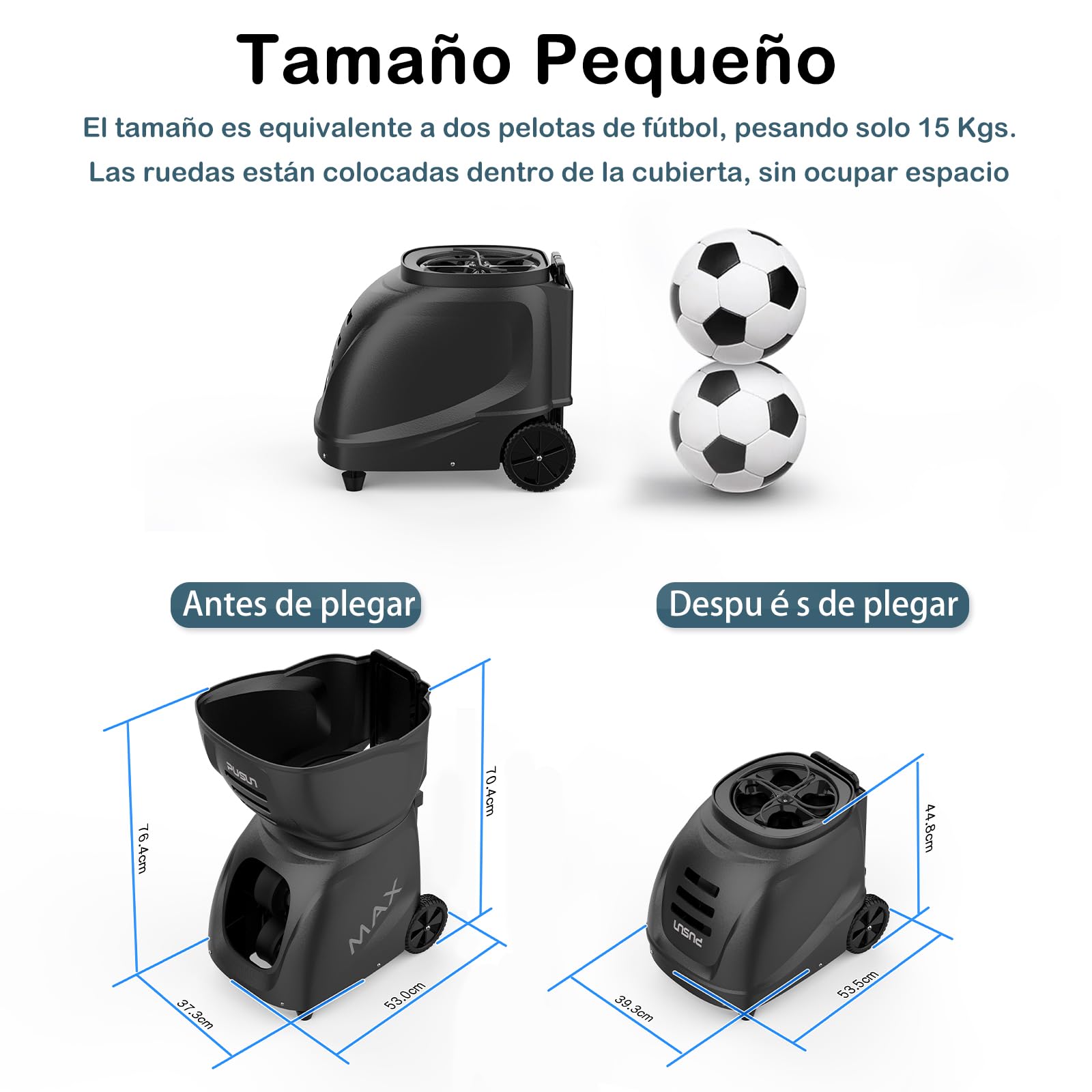Genérico PT-MAX C - Máquina de Tenis Inteligente con App y Control Remoto. Velocidad y spin Ajustables, programación multizona, Alta Capacidad, batería Duradera. Portátil, para Todos Niveles.