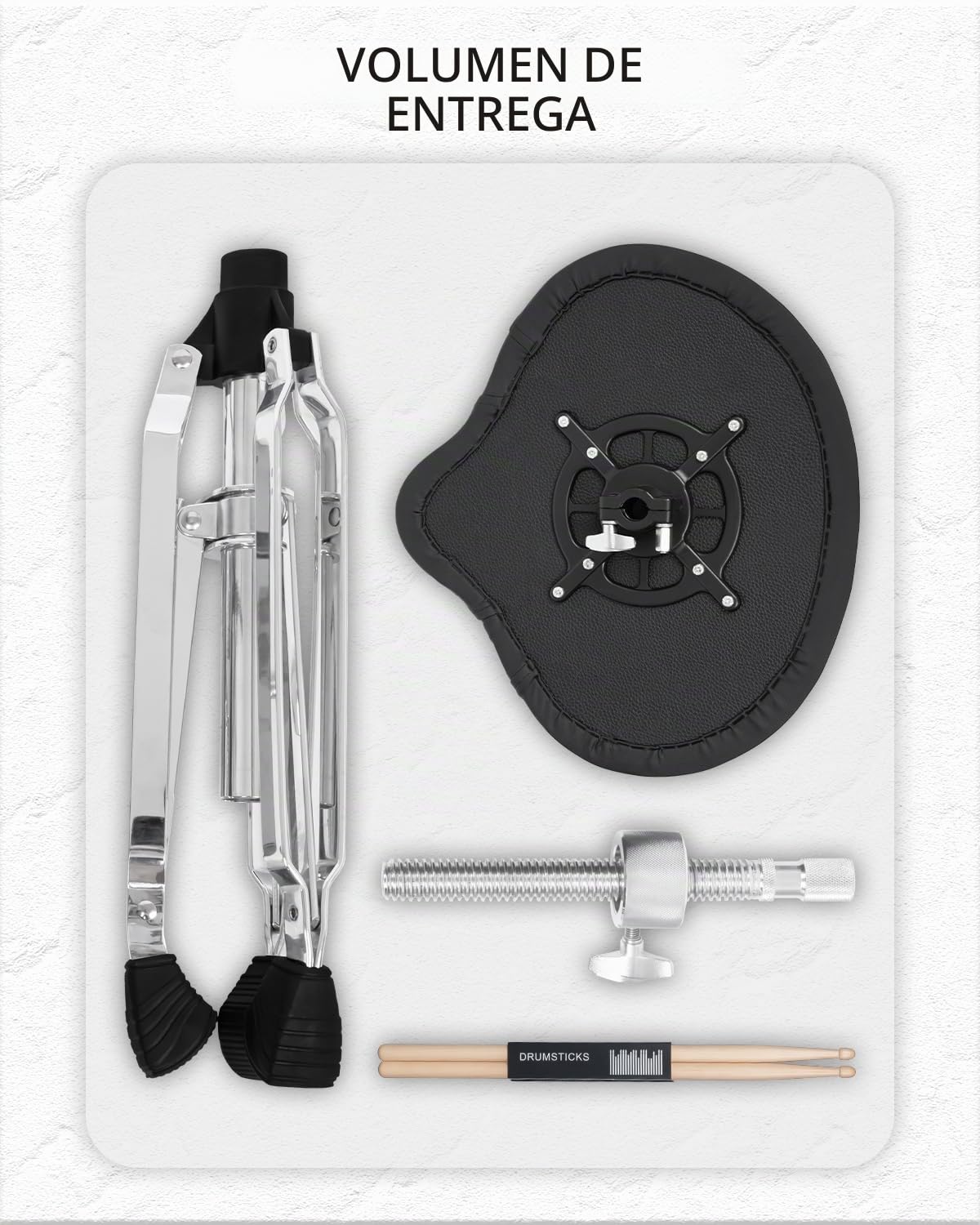 STRICH Saddle Drum Throne Seat SDB-30 - Taburete giratorio y acolchado ajustable para guitarra, silla de tambor ampliada estilo motocicleta resistente