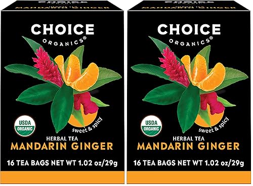 Choice Organics - Té orgánico de jengibre mandarina (paquete de 2) - Té de hierbas orgánicas - 16 bolsas de té