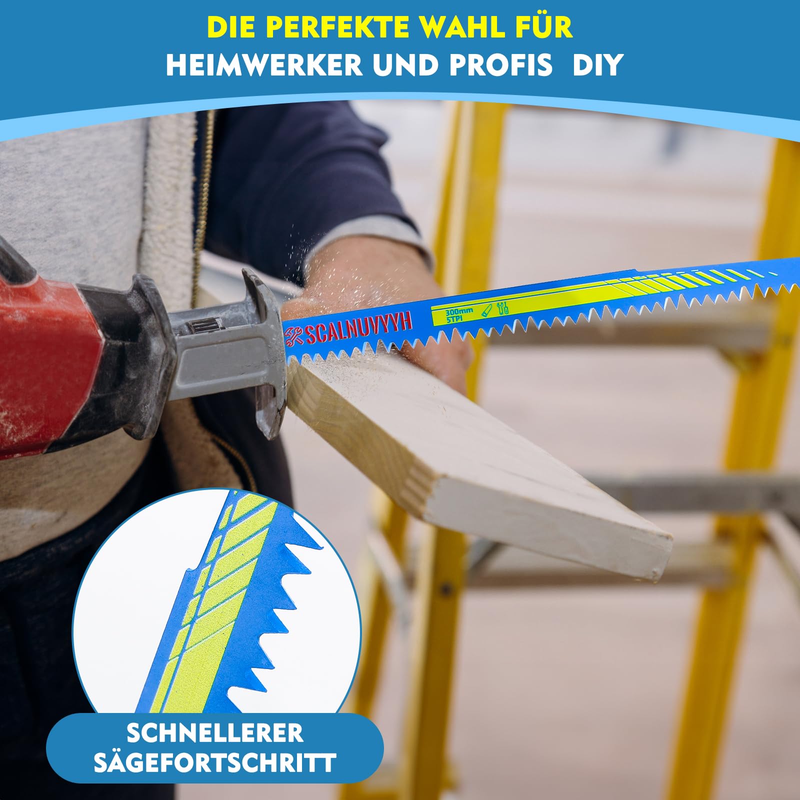 5TPI - Hojas de sierra sable para madera (300 mm, 5 unidades)
